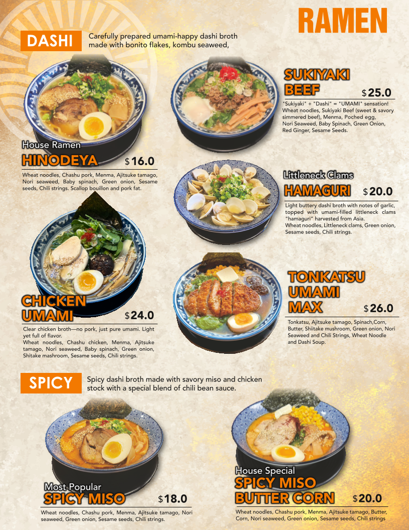 HINODEYA Ramen & Bar Palms Menu