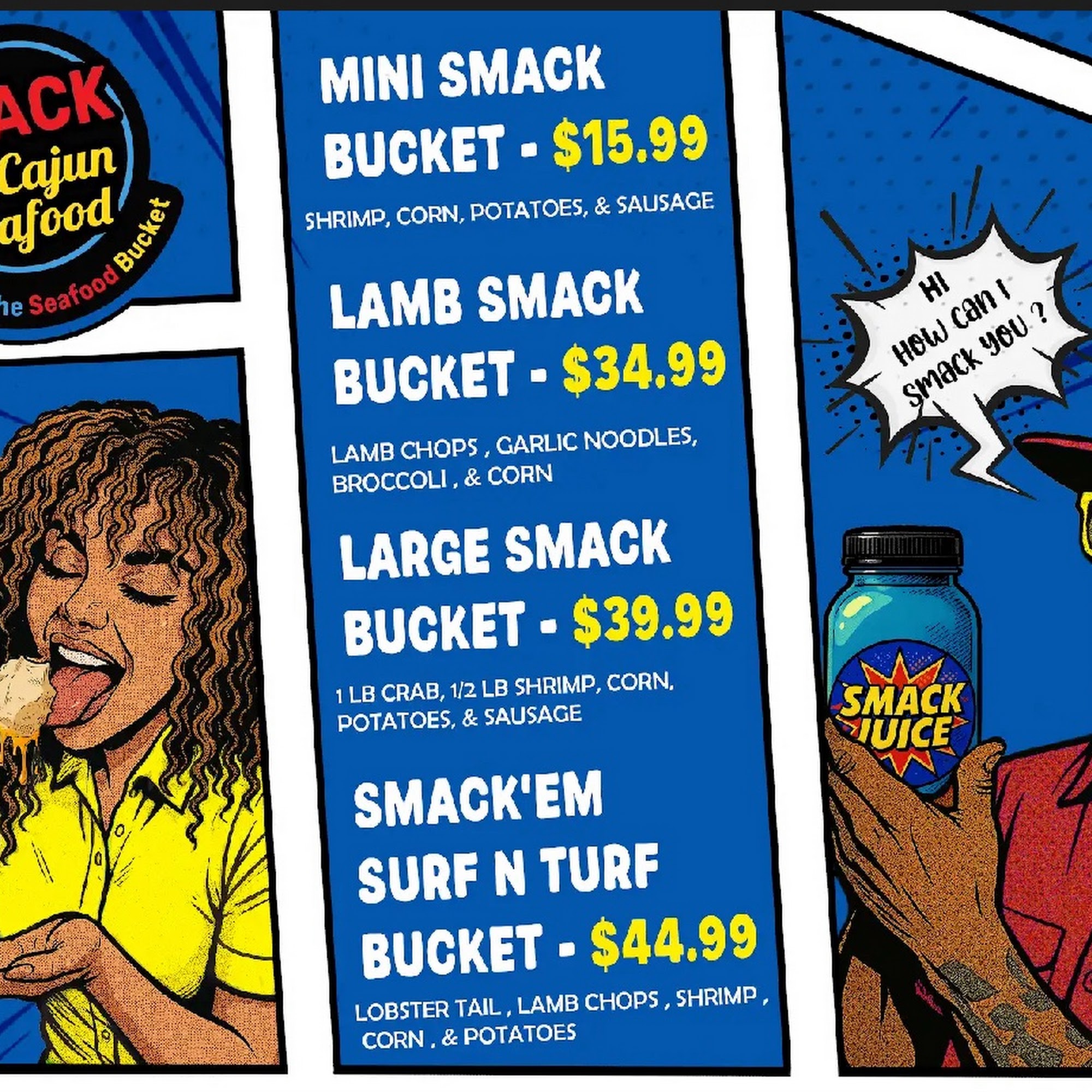 Smackem' Cajun Seafood Menu