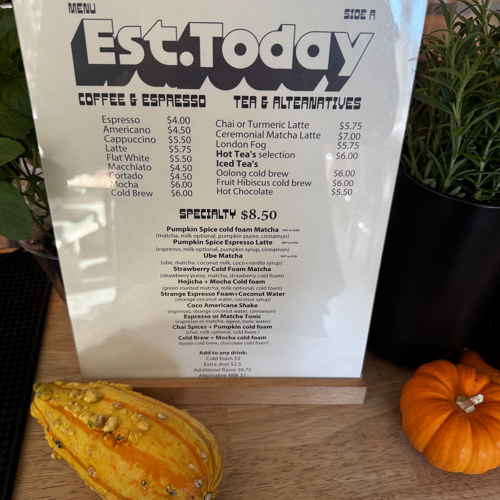 Established Today Menu