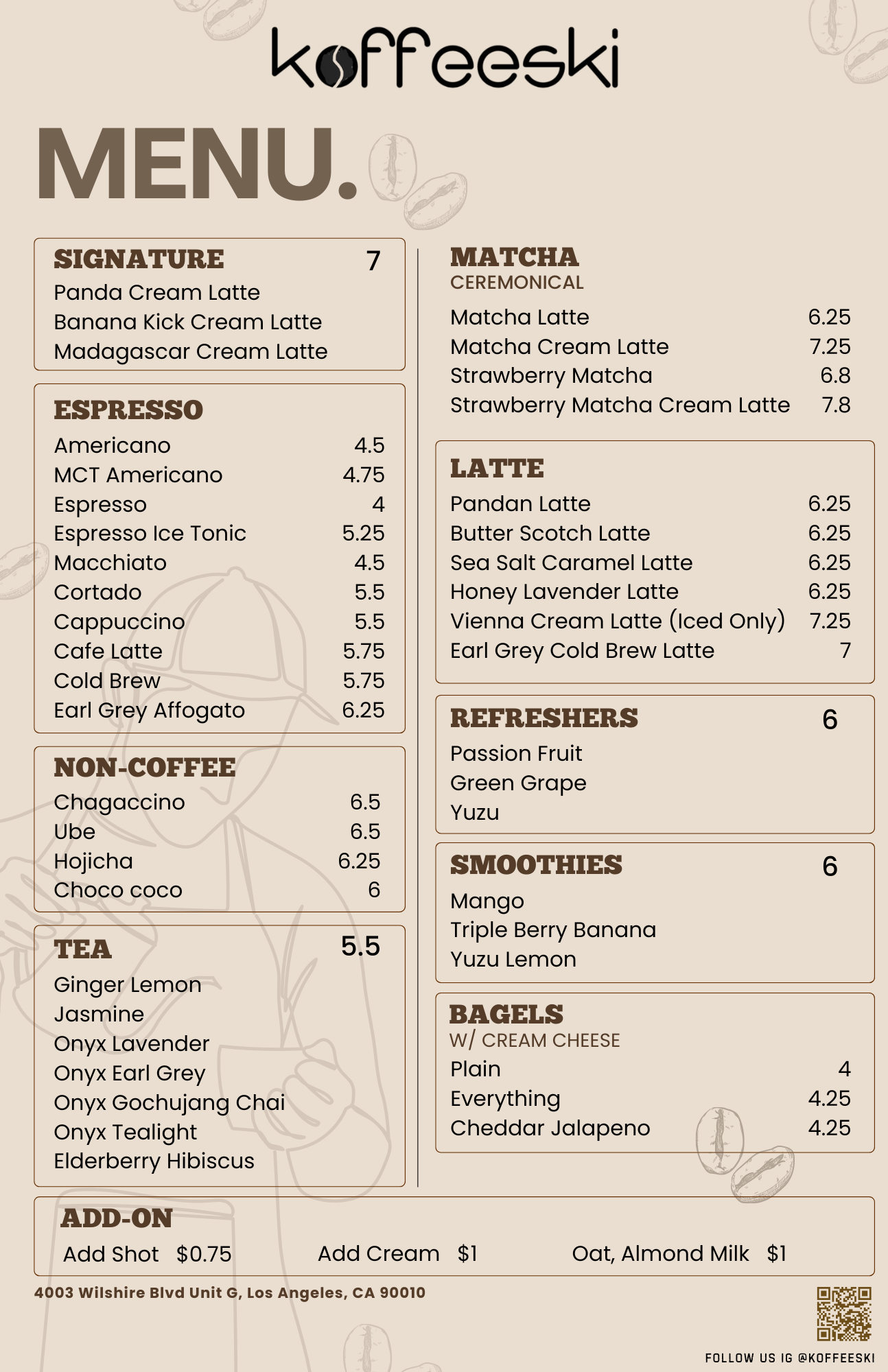 koffeeski Menu