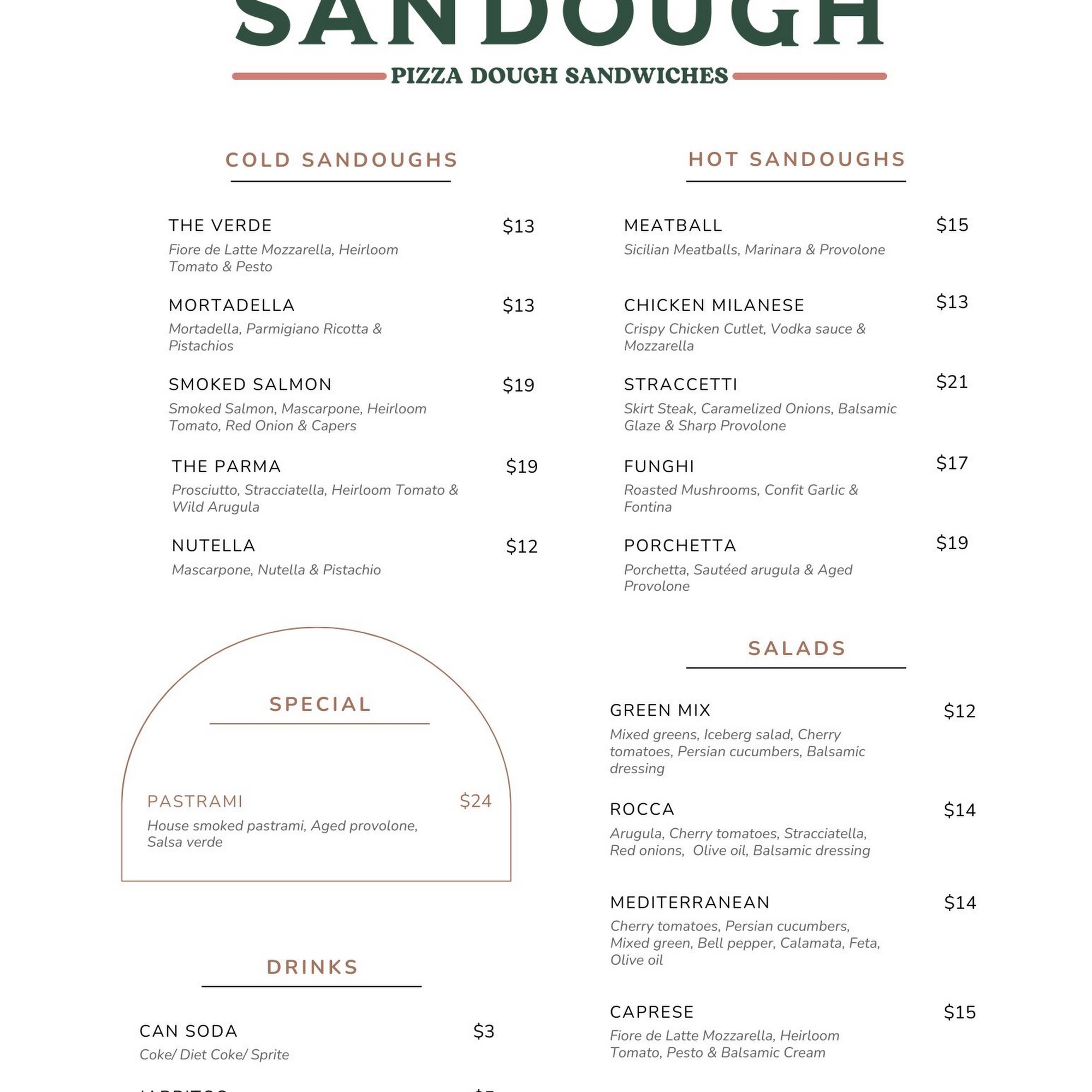 Sandough Menu