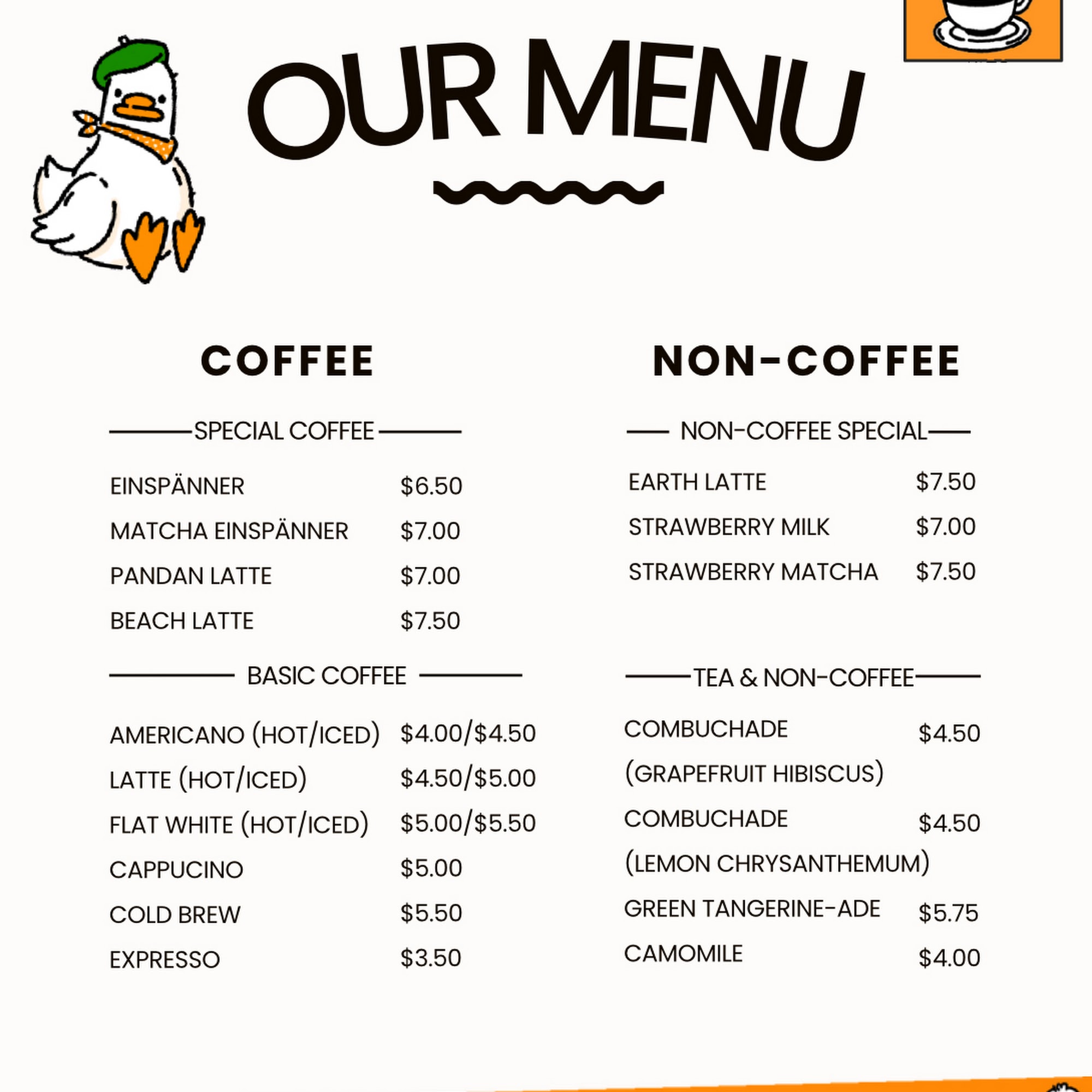 Artist Street Menu