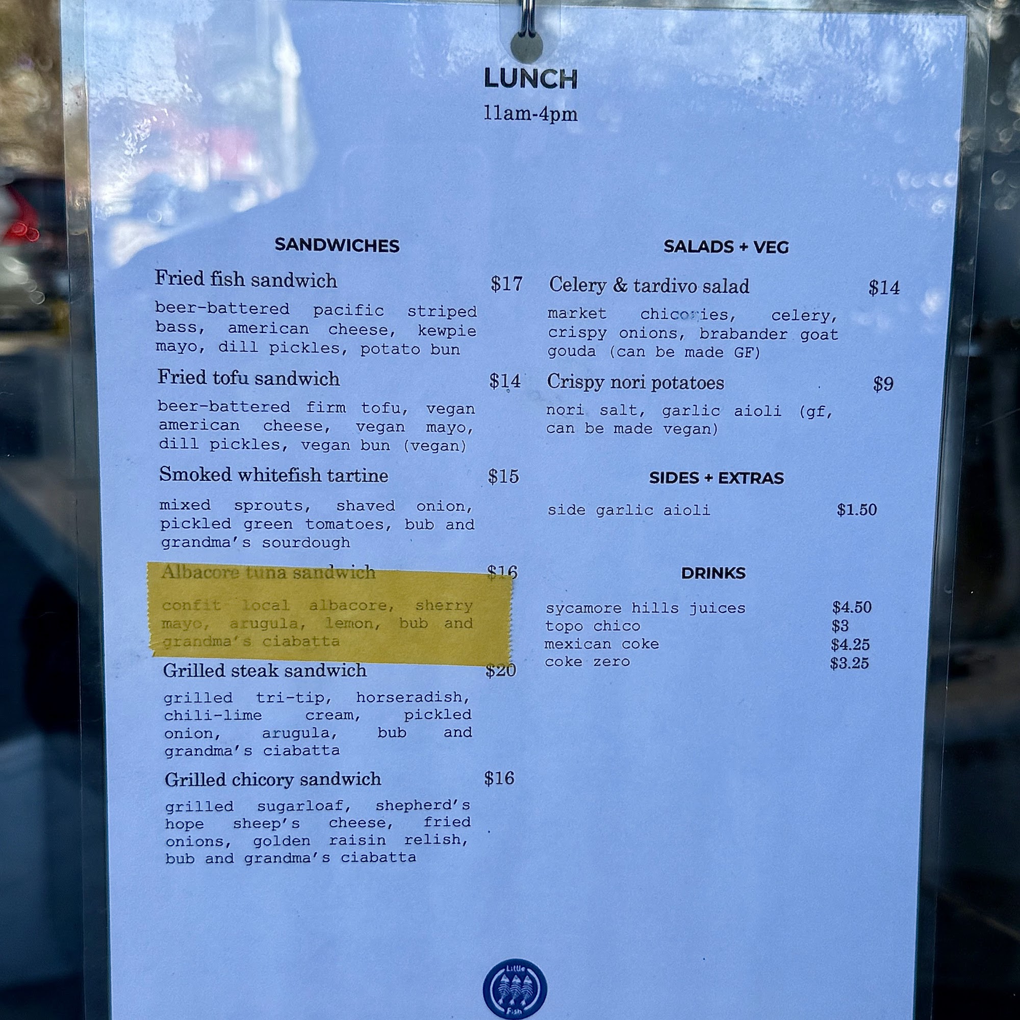 Little Fish Echo Park Menu