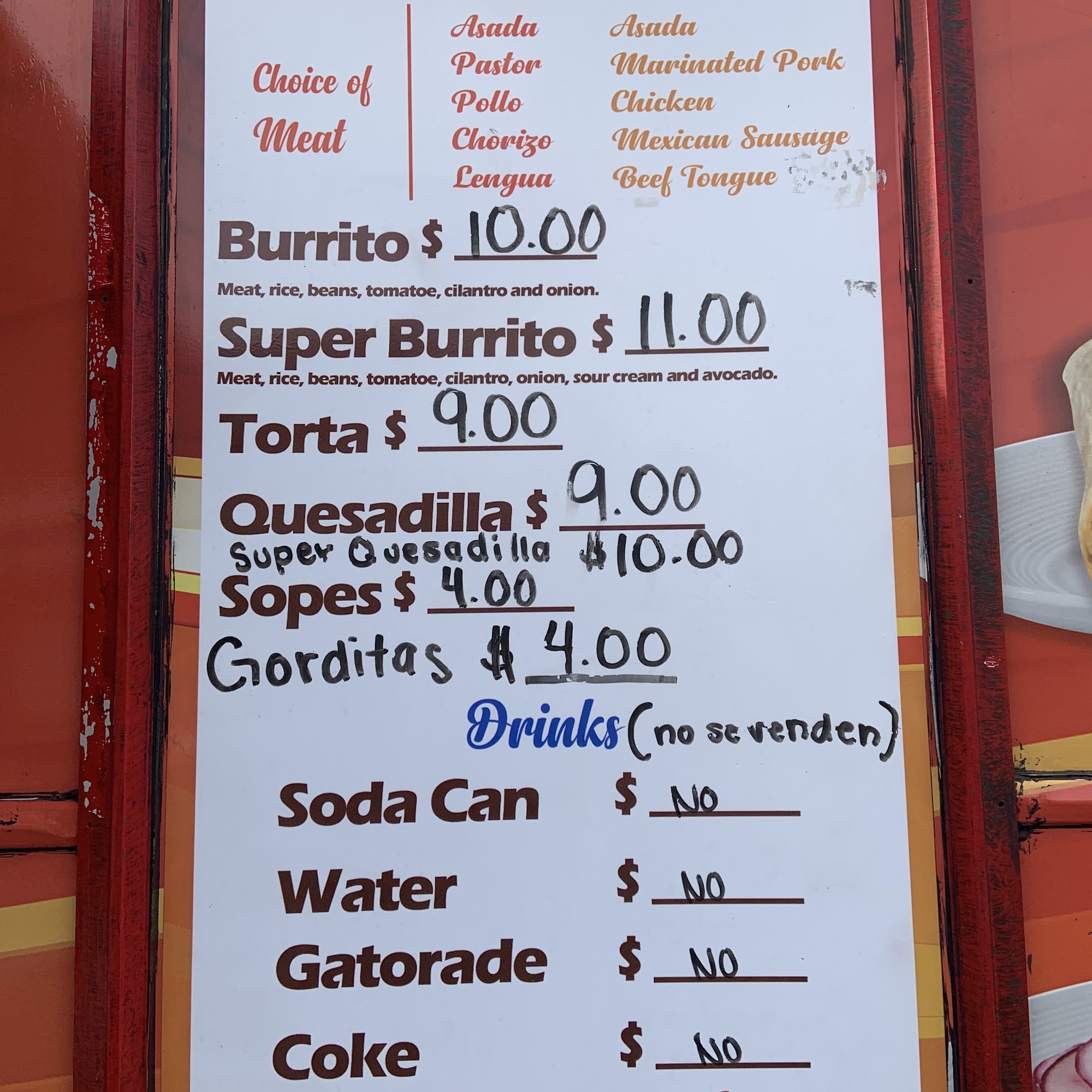 Tacos El Porkys Menu