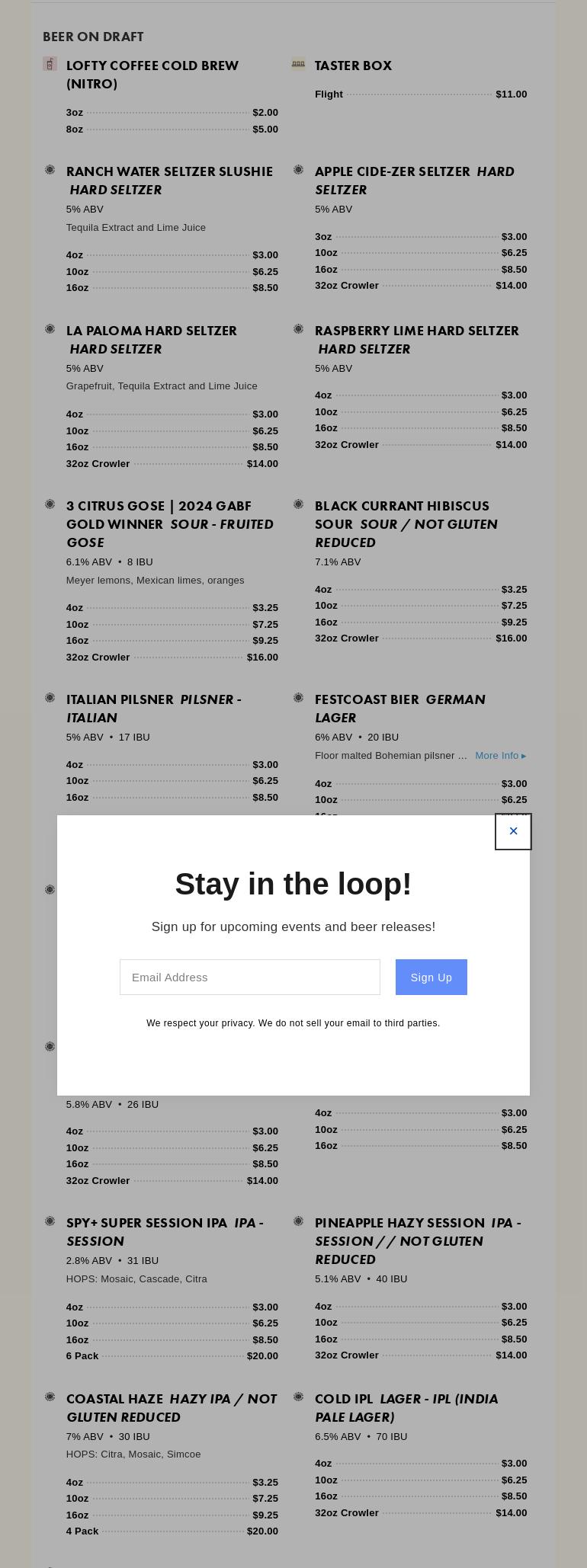 Culture Brewing Co Manhattan Beach Menu