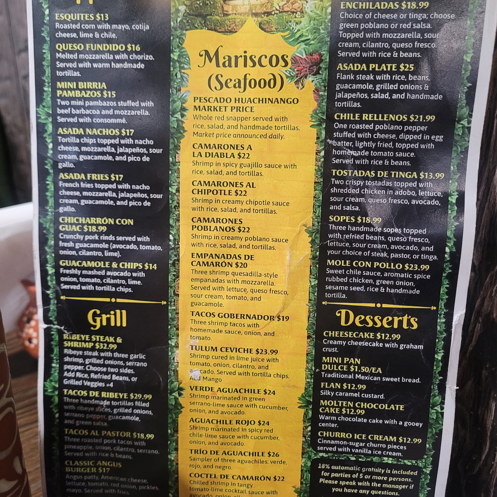 Tulum Mexican Kitchen Menu
