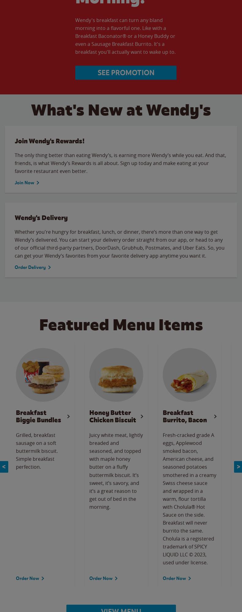 Wendy's Menu