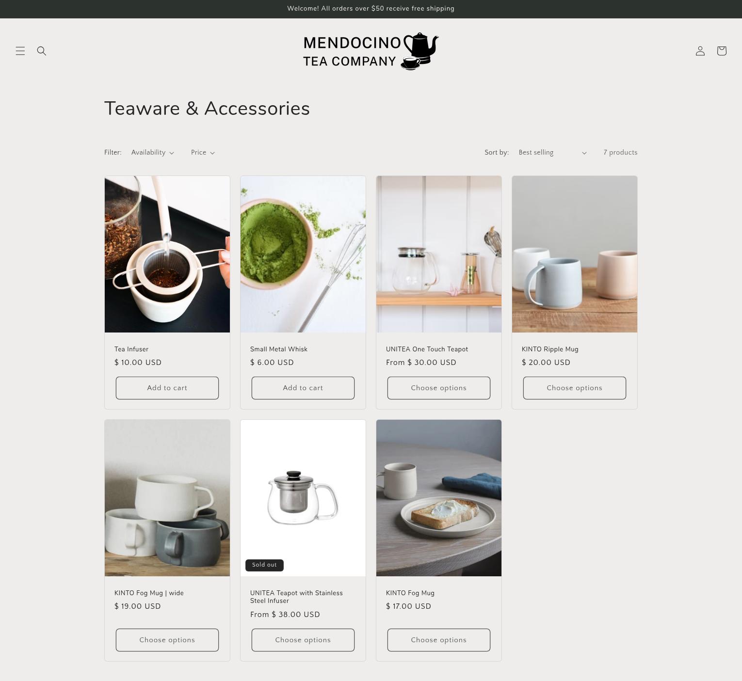 Mendocino Tea Company Menu