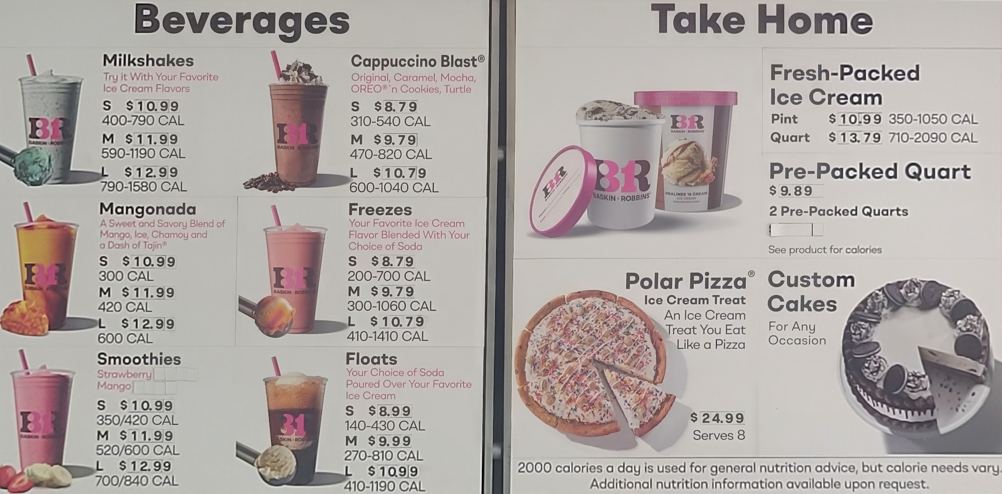 Baskin-Robbins Menu