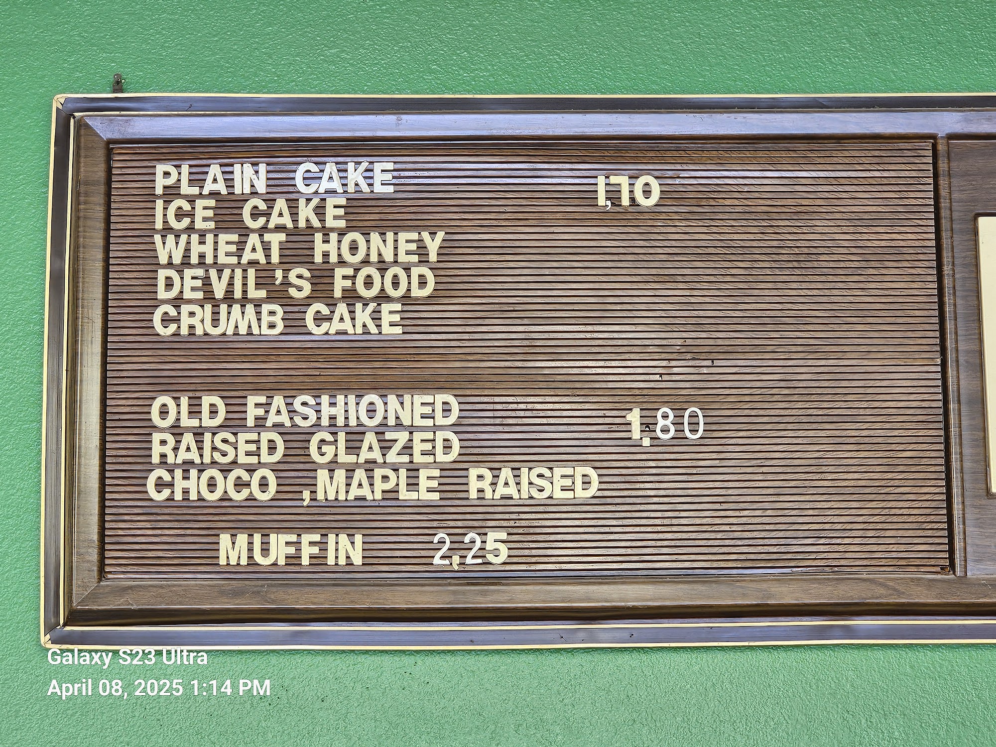 Jacky's Donut Hut Menu