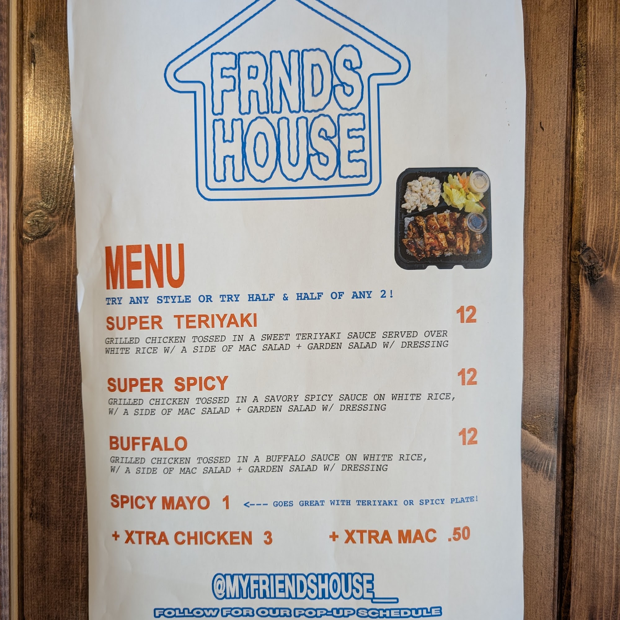Friends House Menu