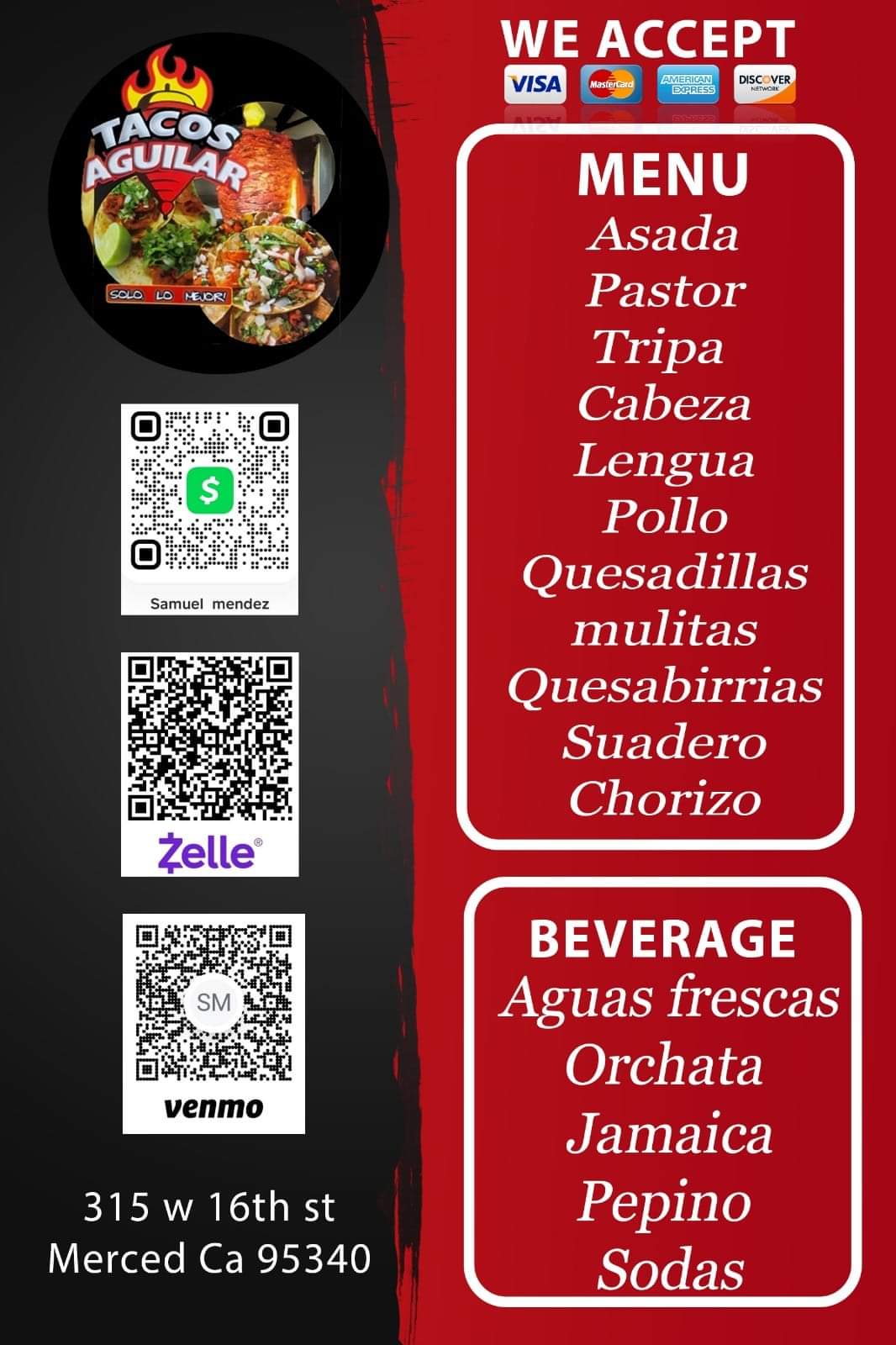 Tacos aguilar Menu