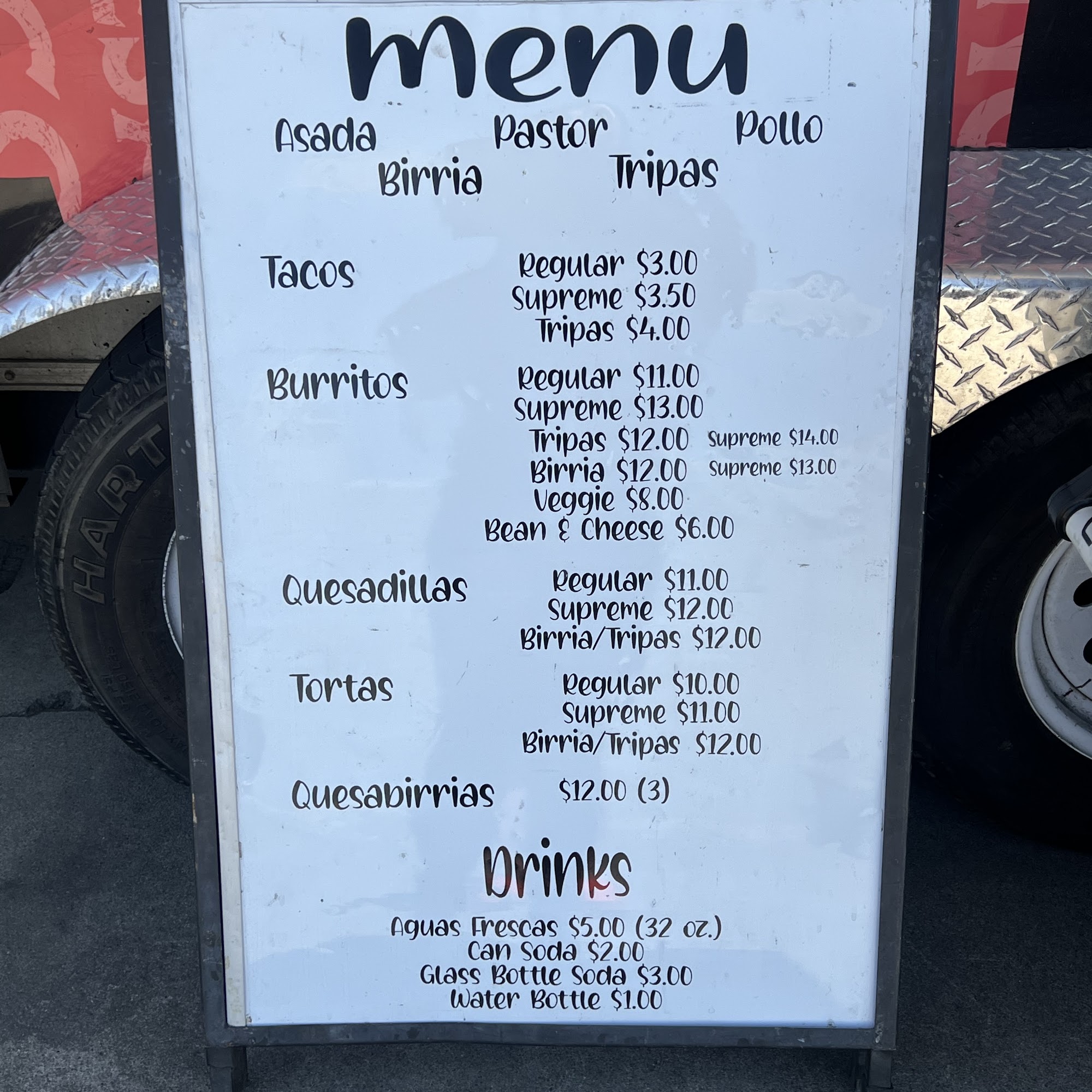 Tony’s Tacos & Catering Menu