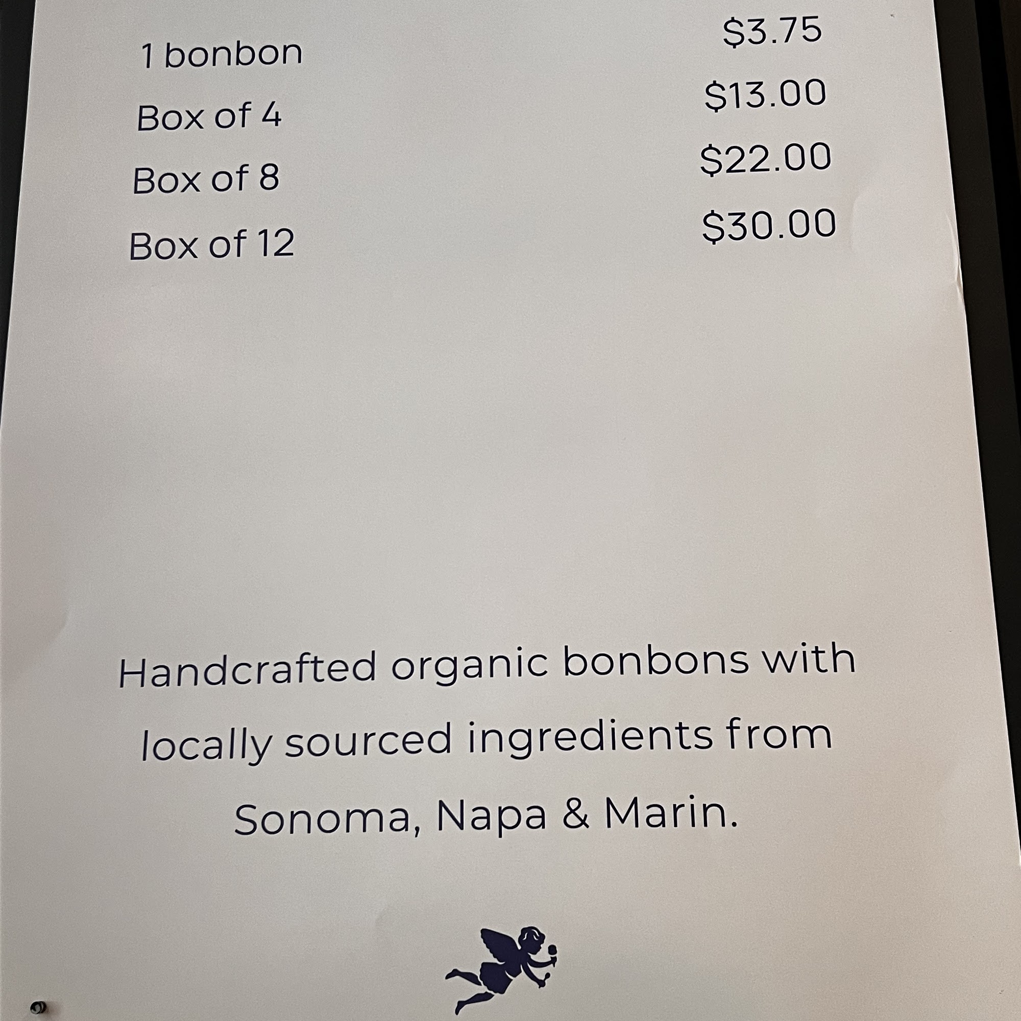 Angela's Organic Ice Cream Menu
