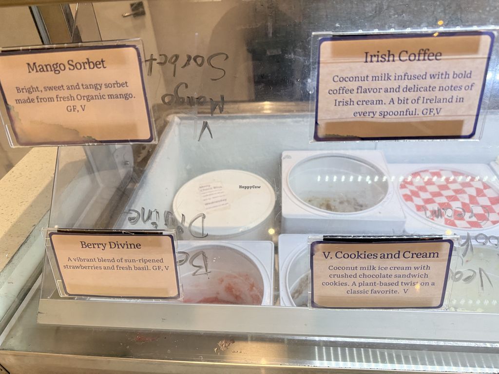Angela's Organic Ice Cream Menu