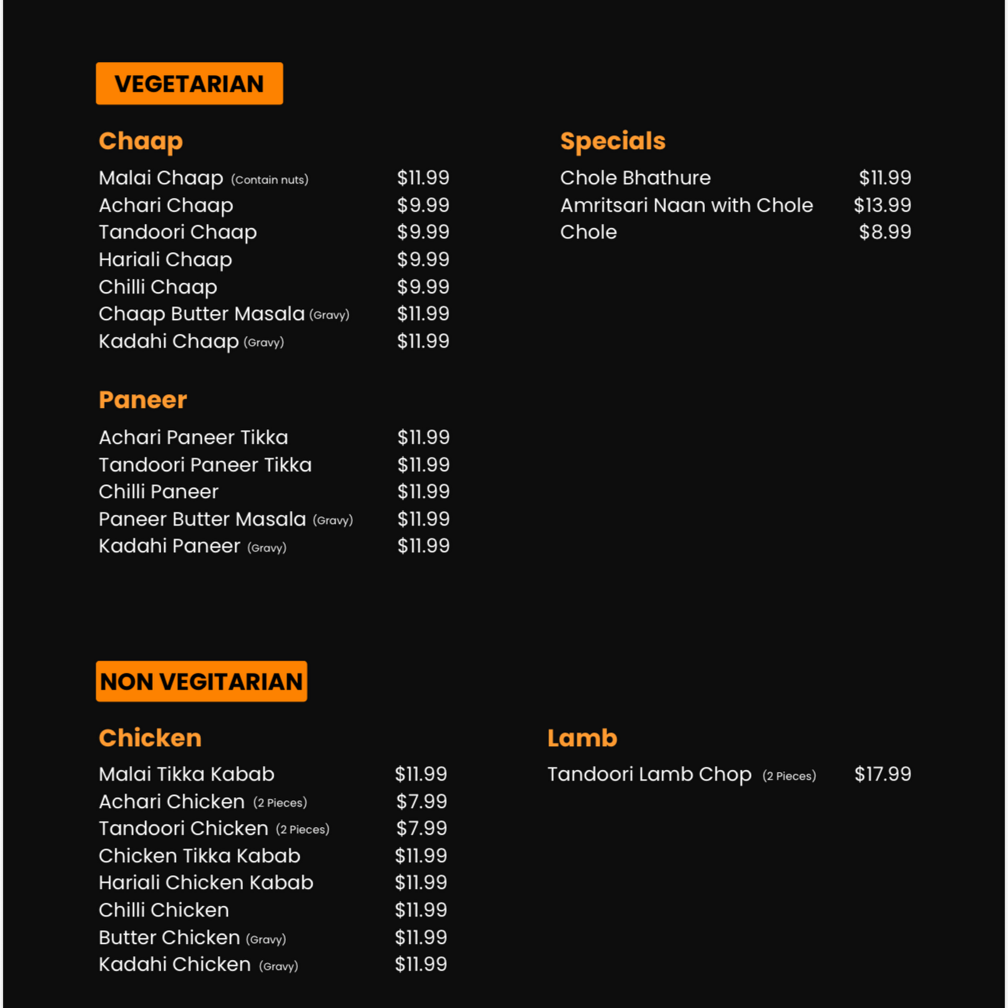 Chupchaap - The Best Indian Food Menu