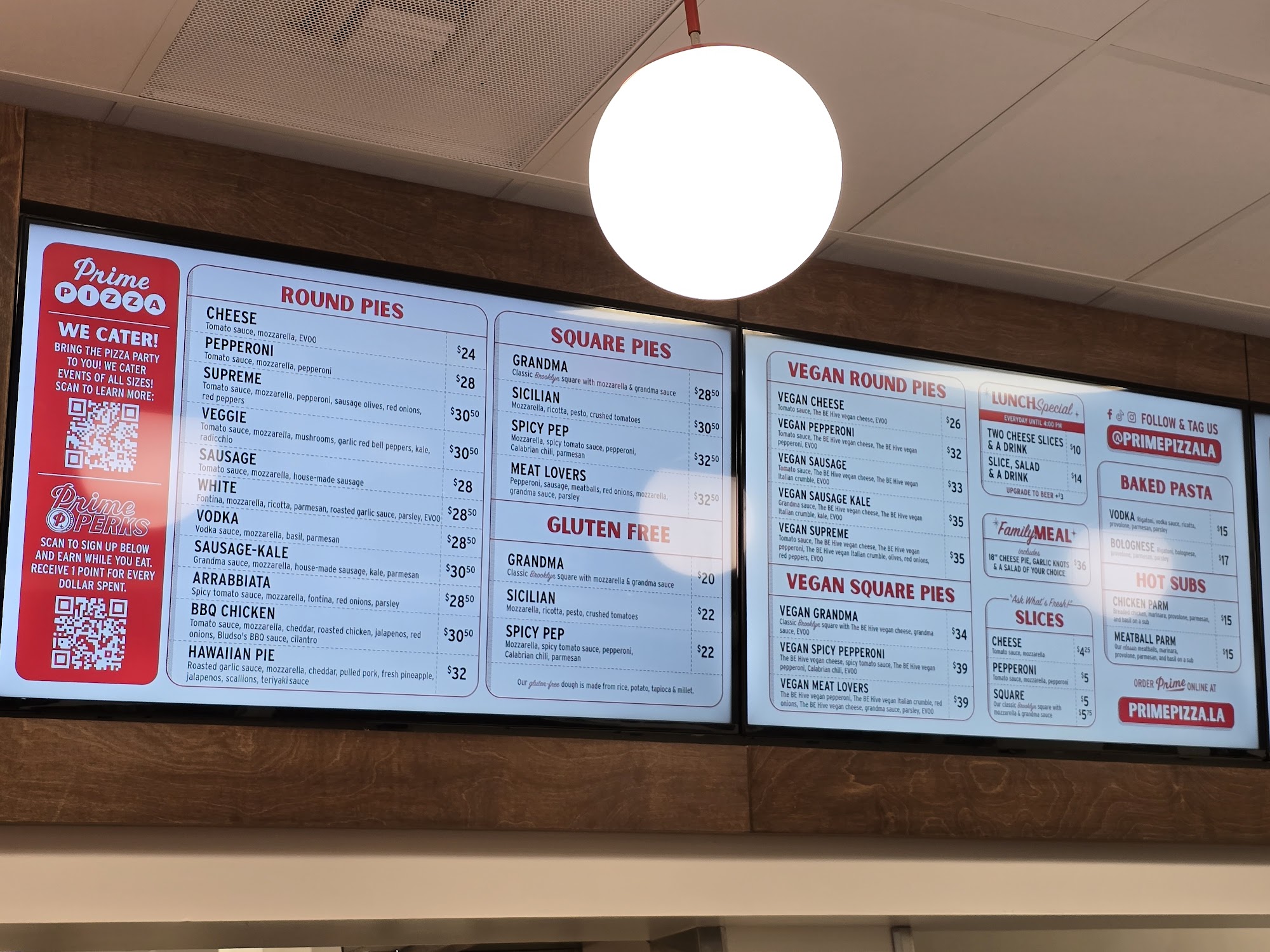 Prime Pizza Menu