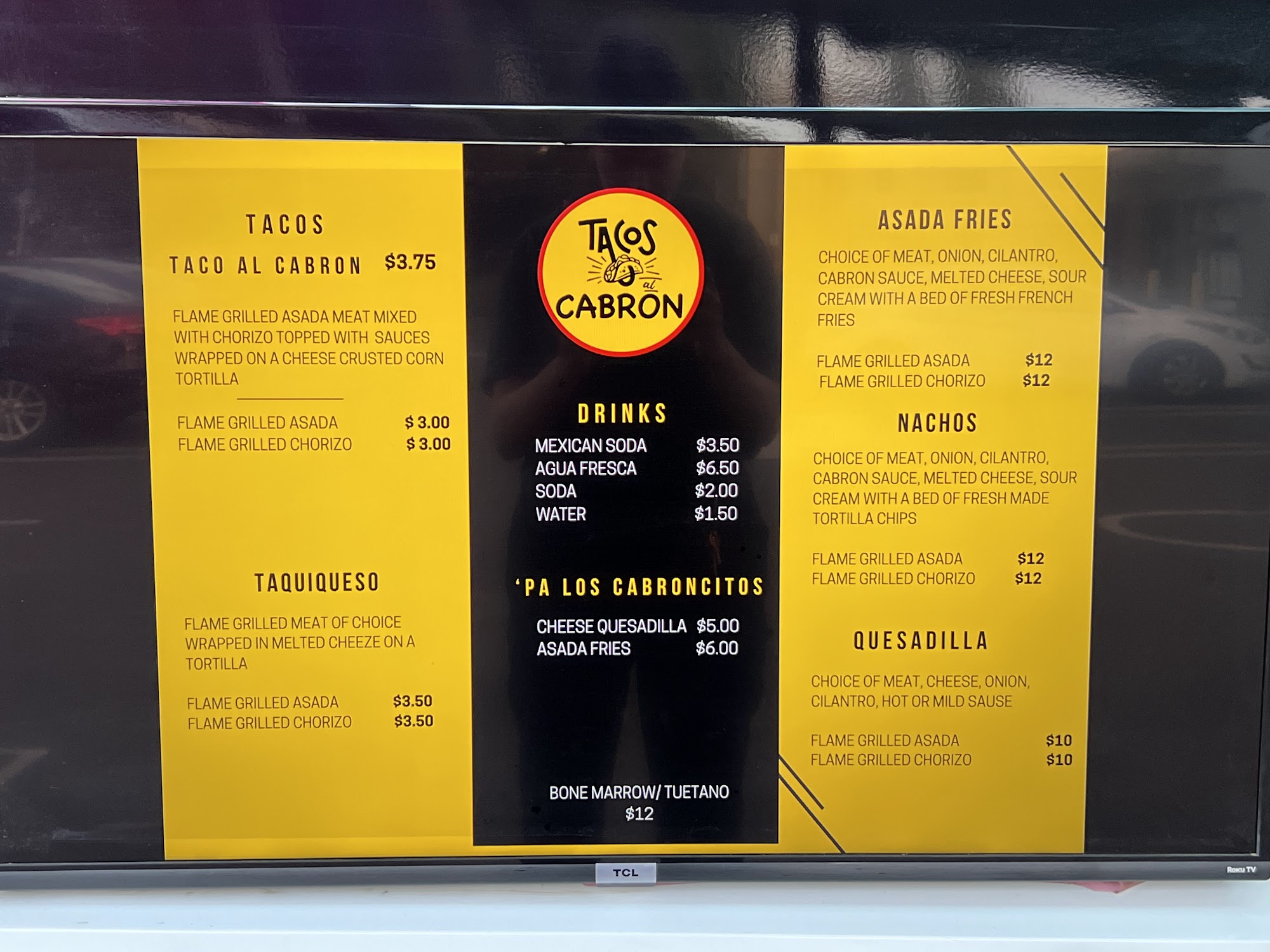 Tacos Al Cabron Menu