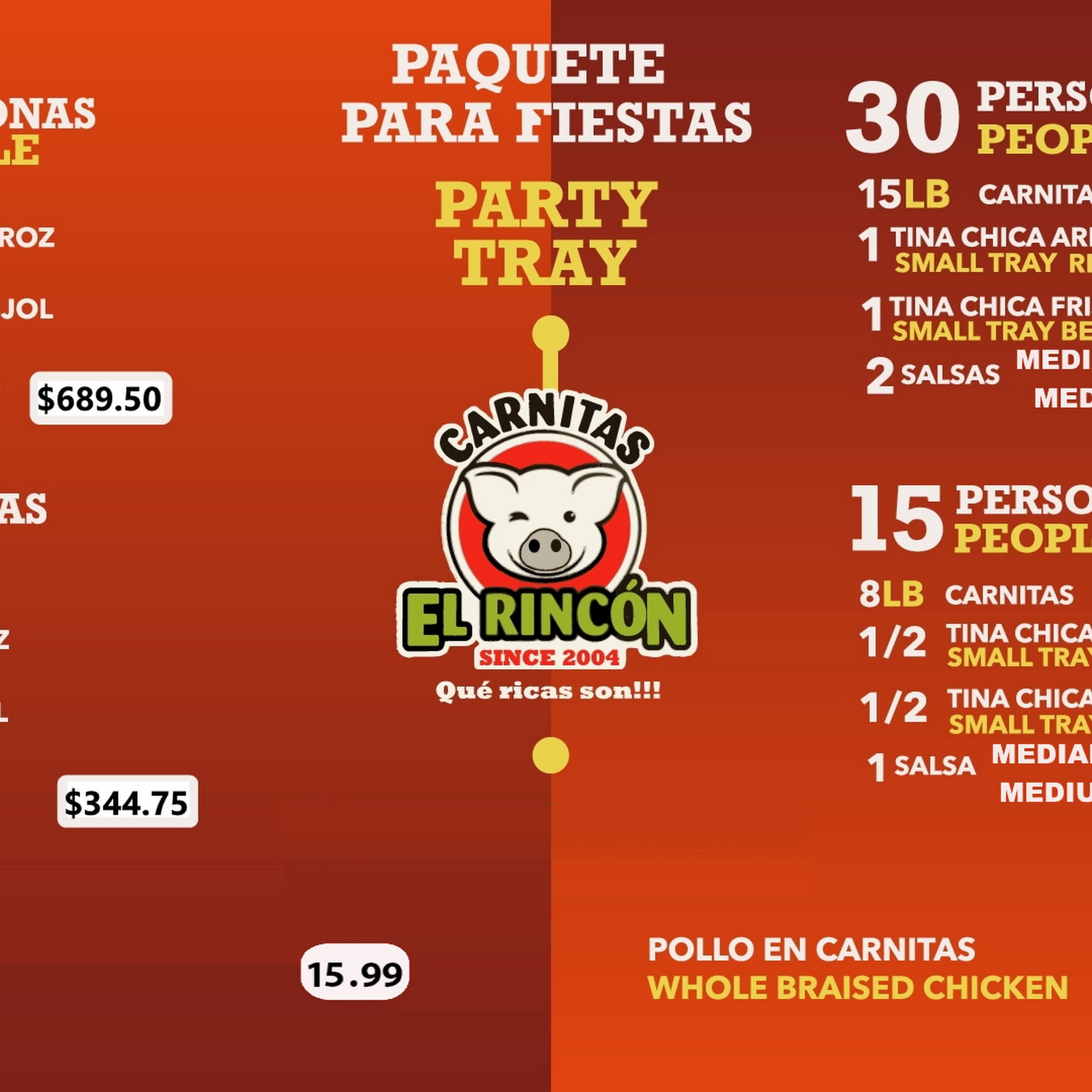 Carnitas el Rincon Modesto Menu