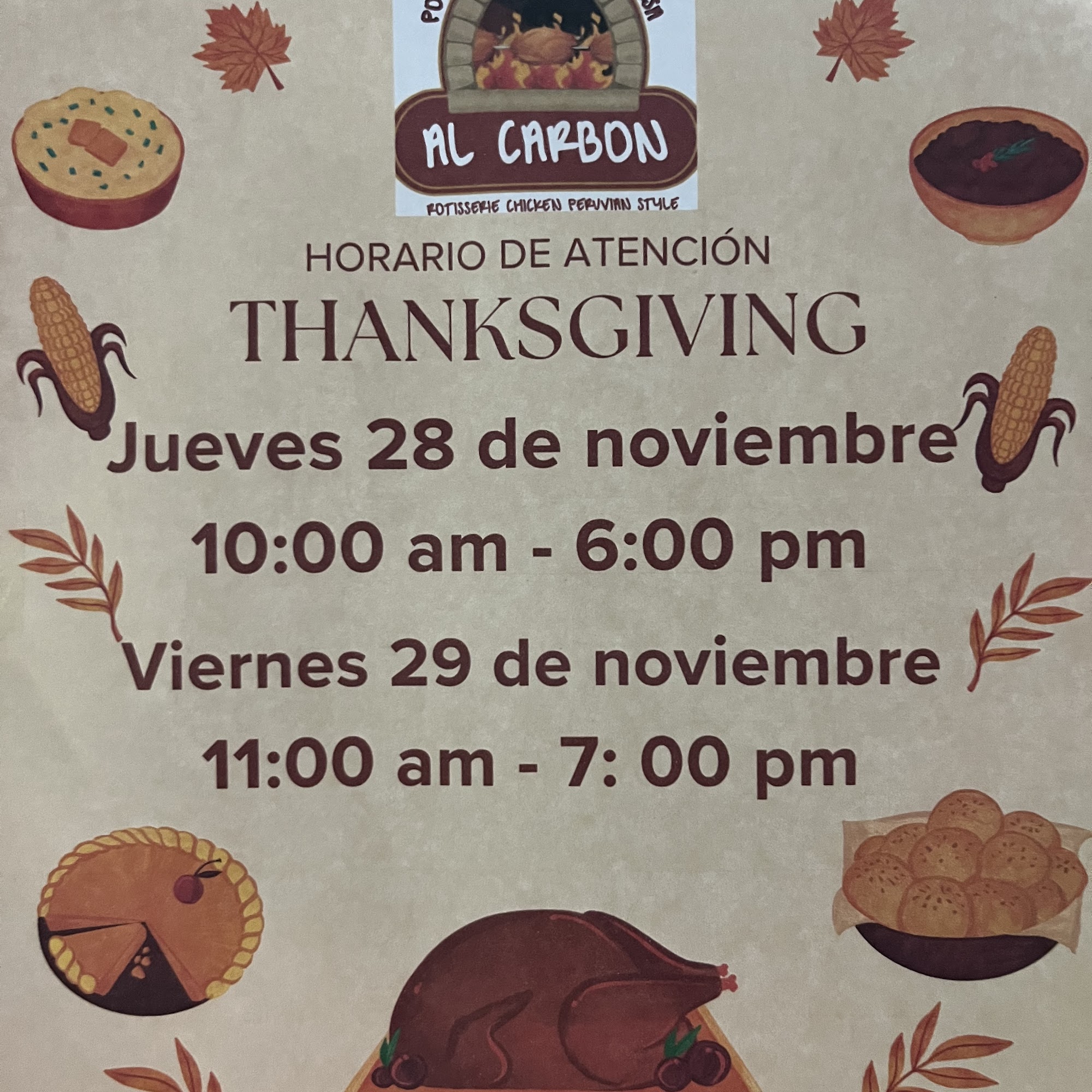 Al Carbon Pollos a la Brasa Menu