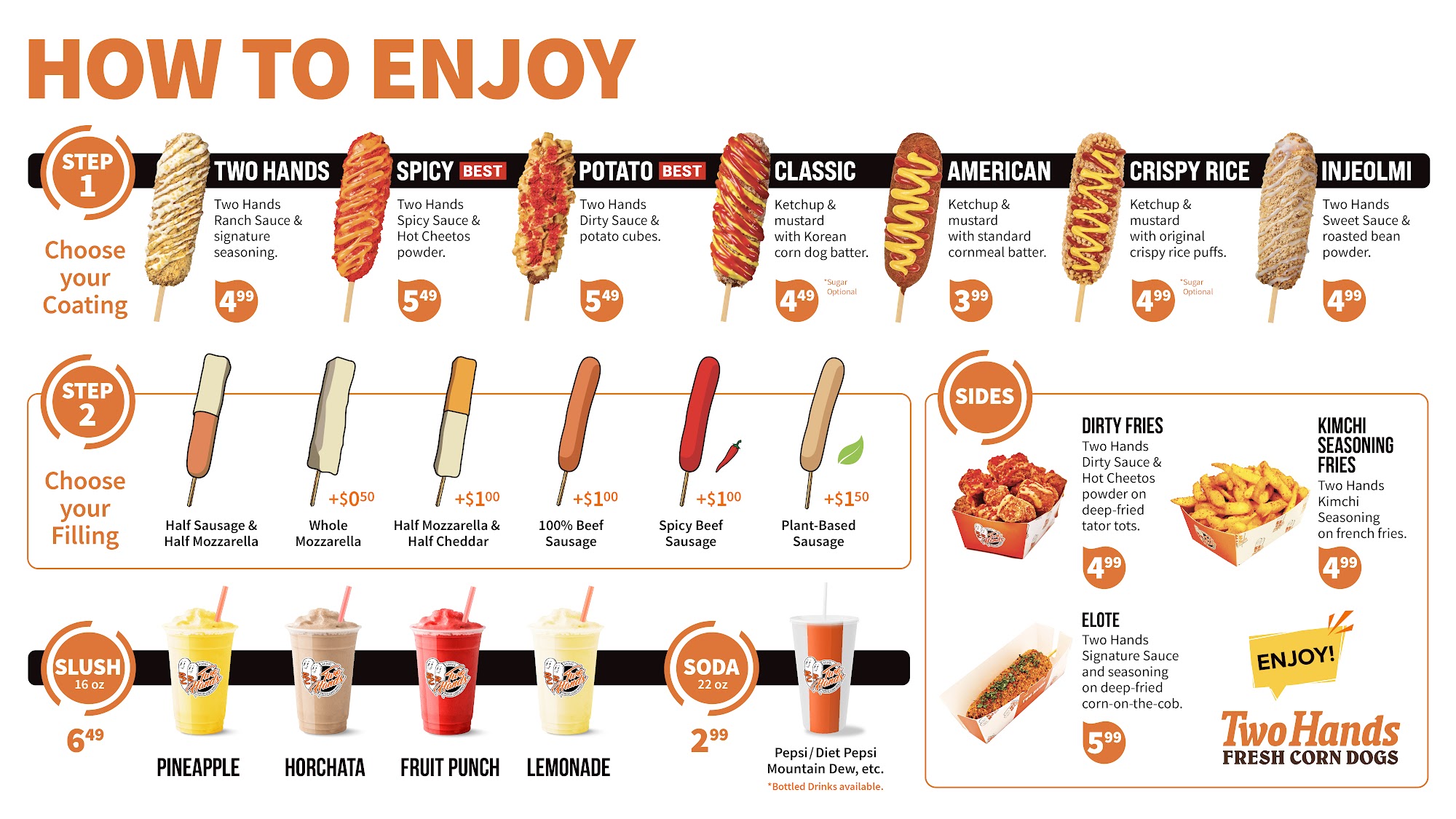 Two Hands Corn Dog Menu