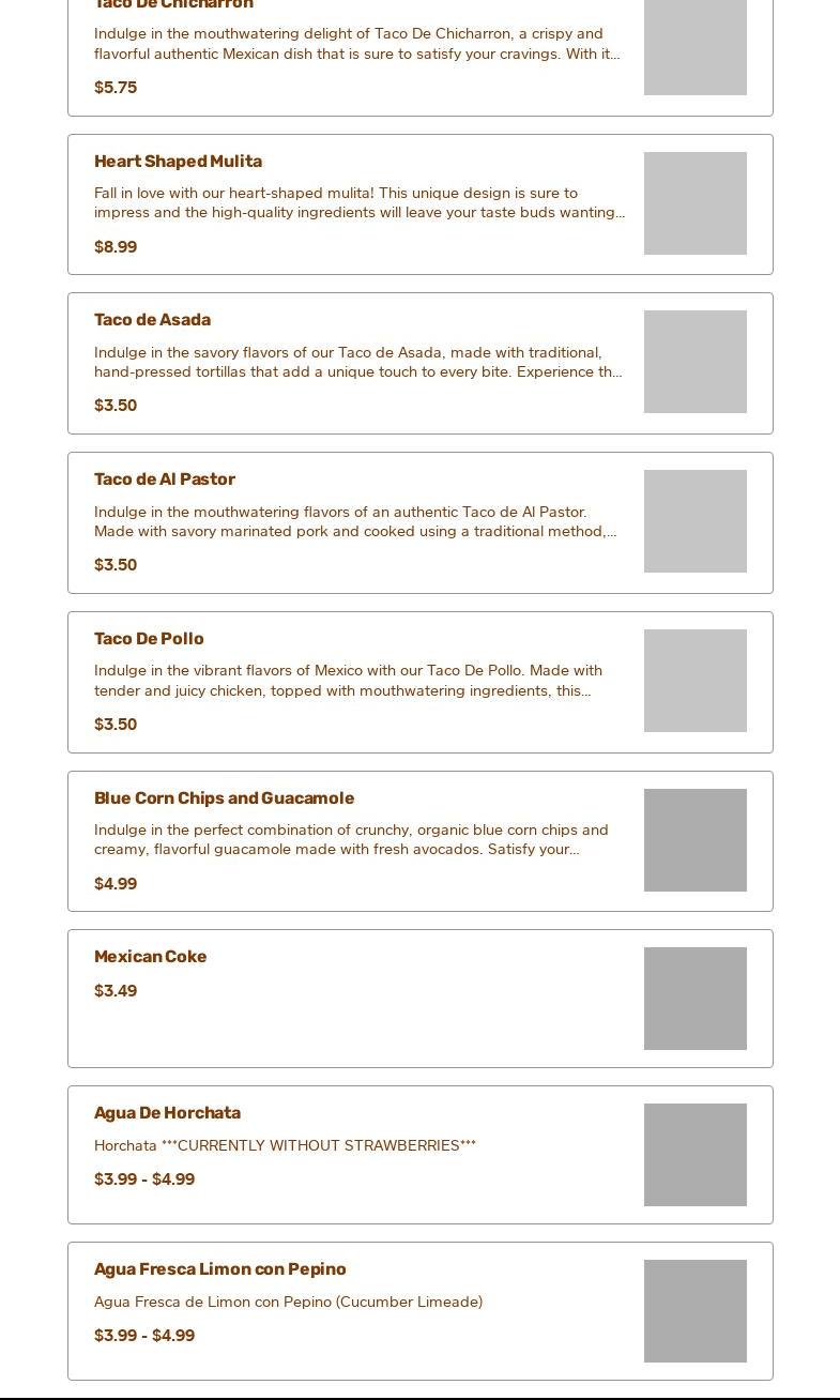 Los Taquero Mucho Menu