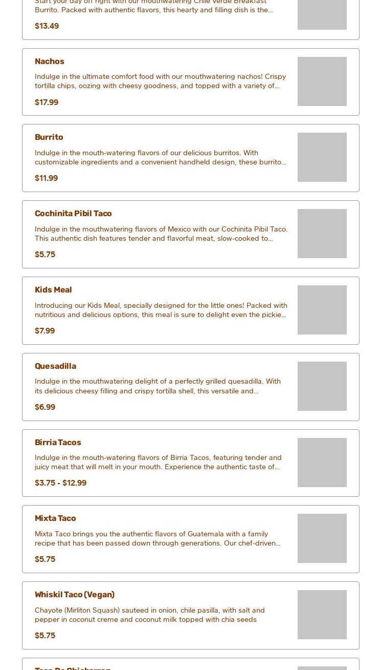 Los Taquero Mucho Menu