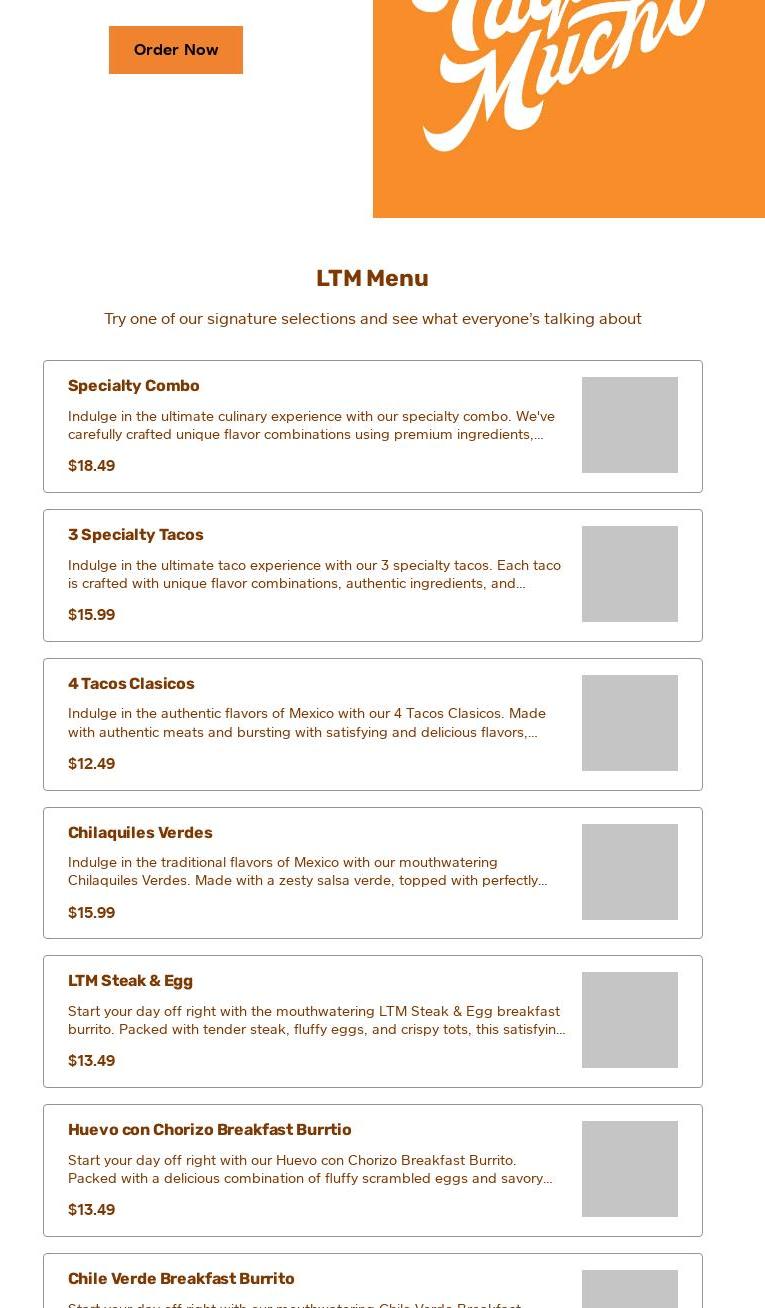 Los Taquero Mucho Menu