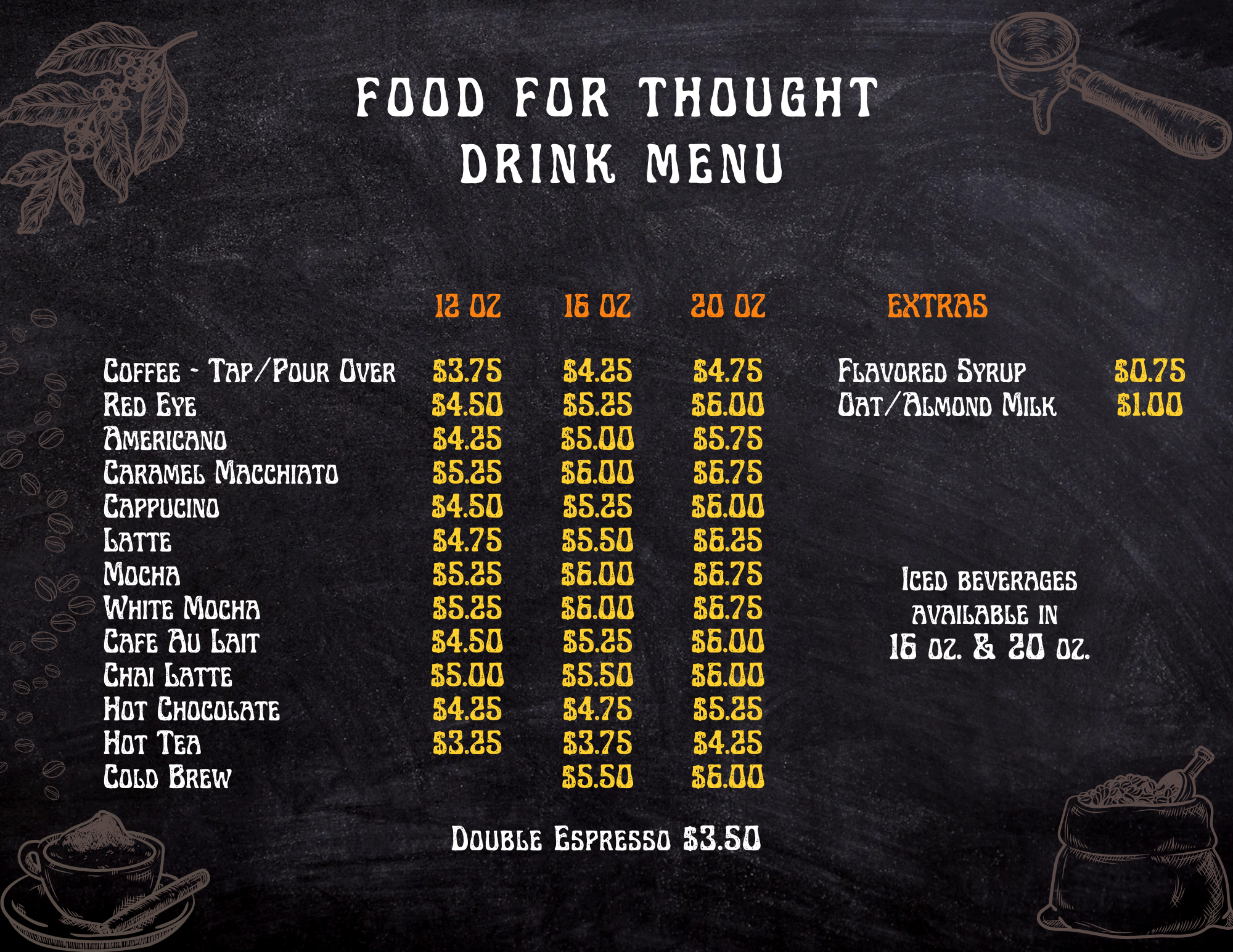 Food For Thought Lounge MPC Menu