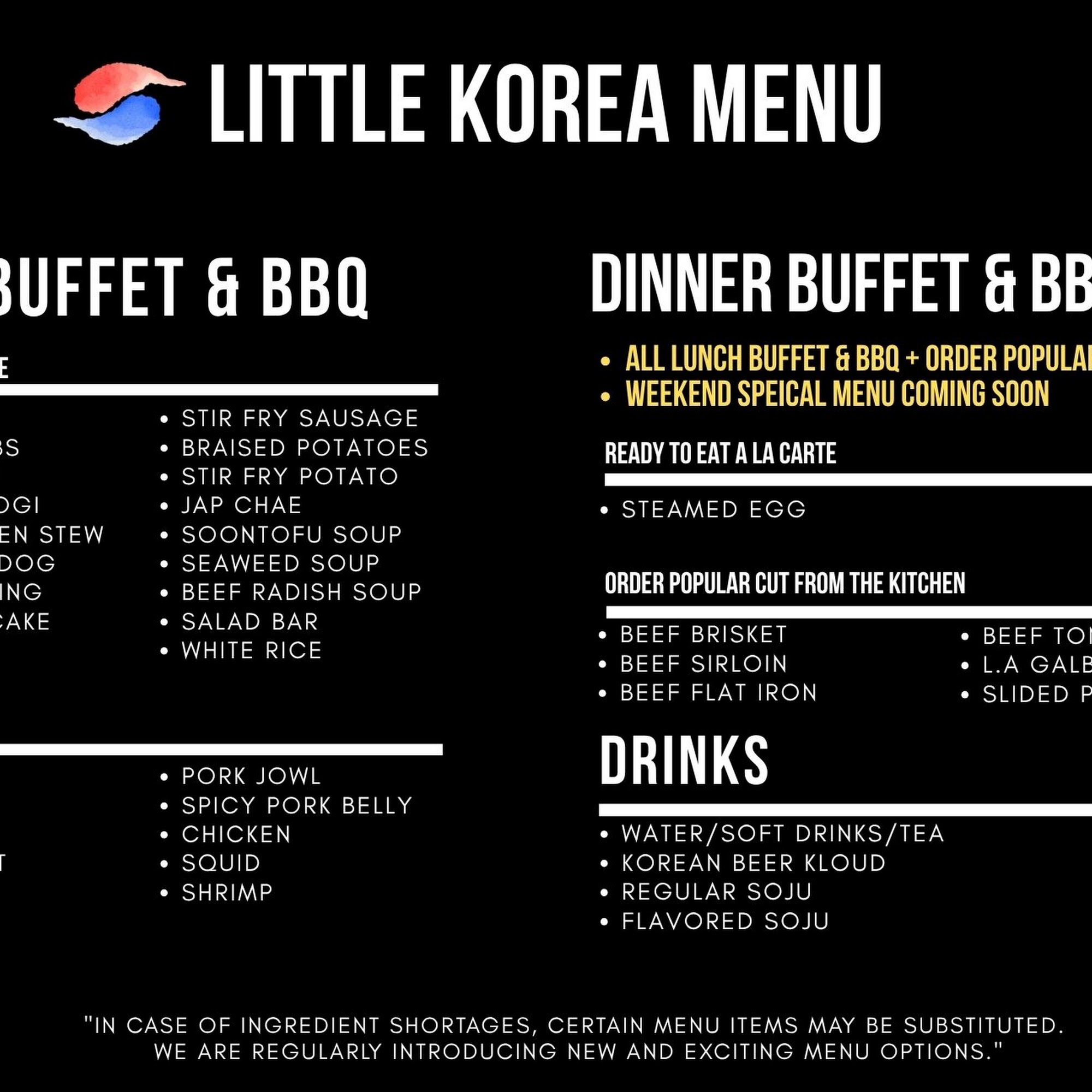 Little Korea Menu