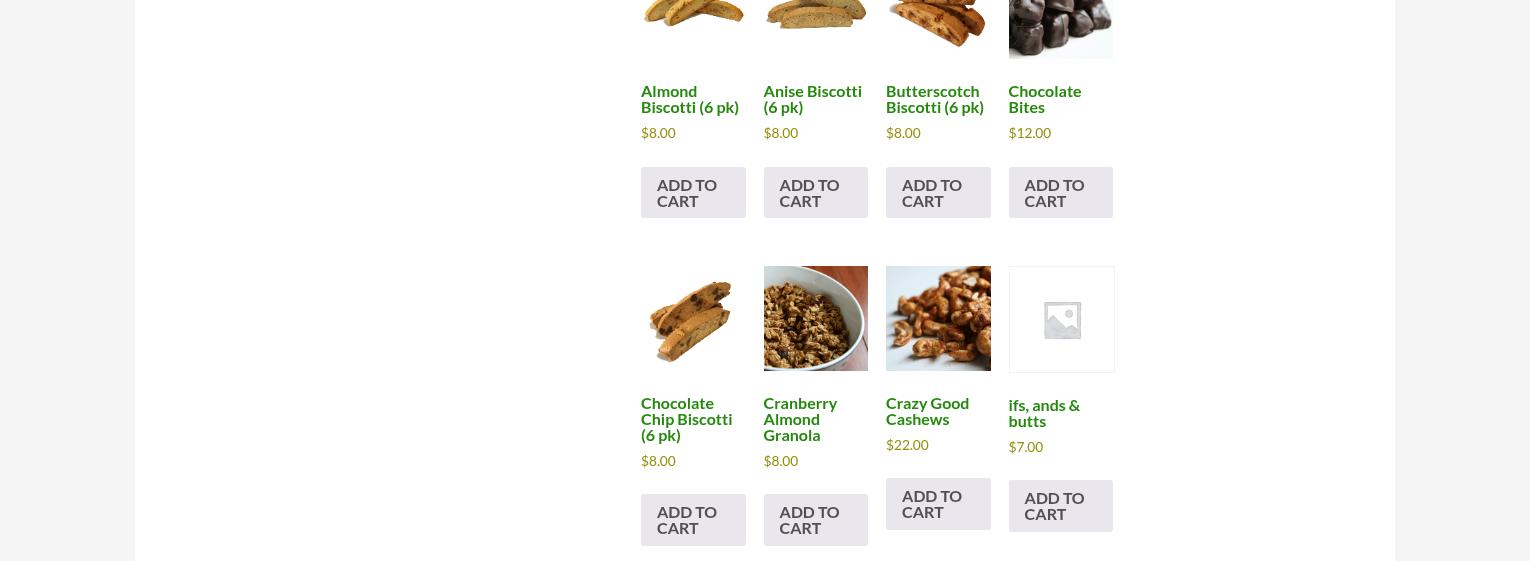 Roxanne's Biscotti Menu