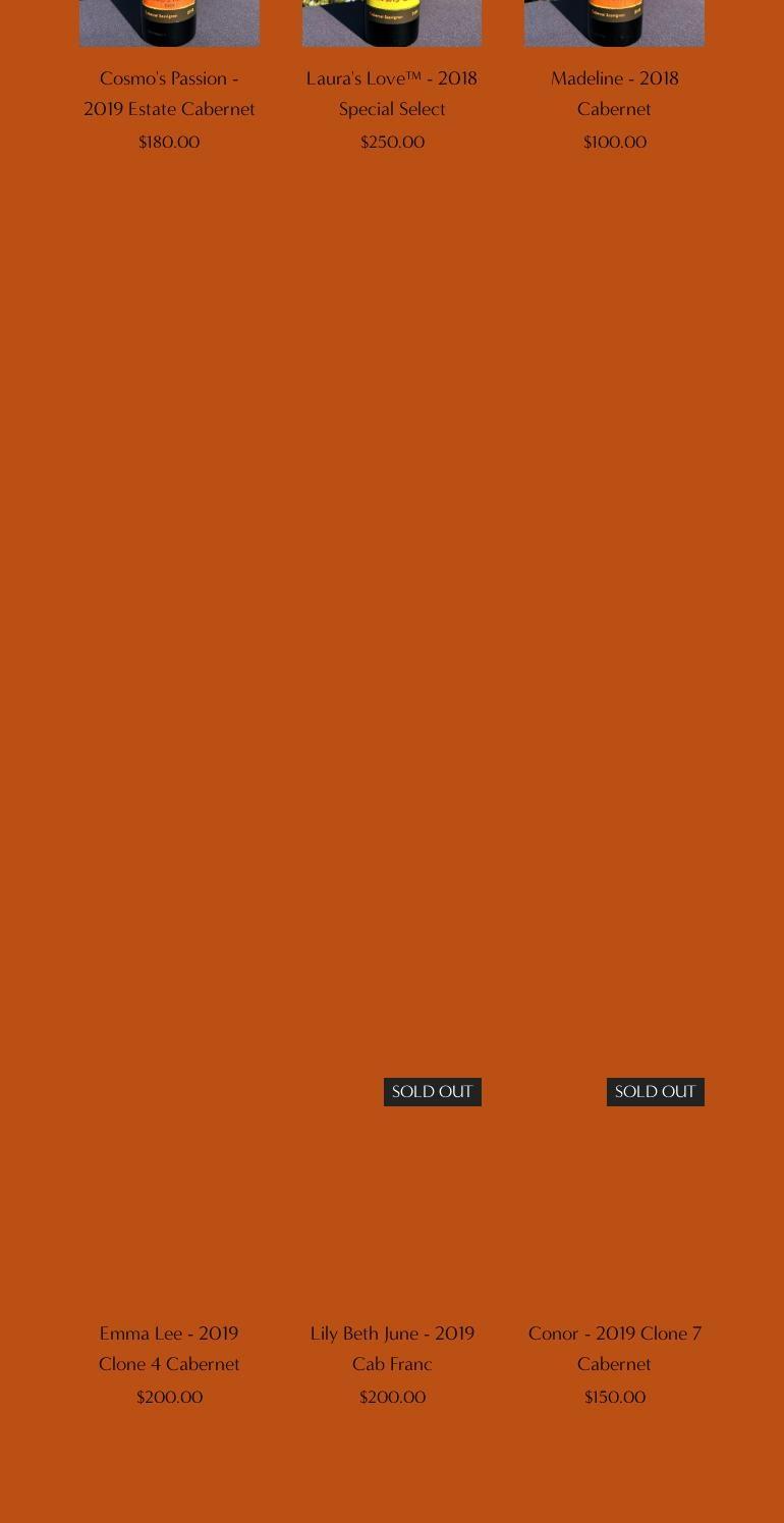 EmmaLily Vineyards Menu