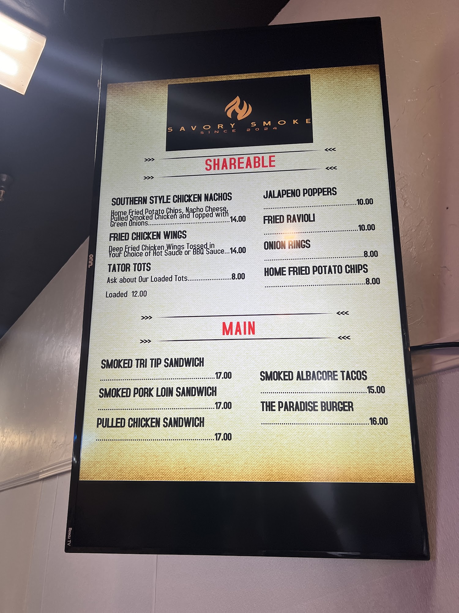 Savory Smoke Menu