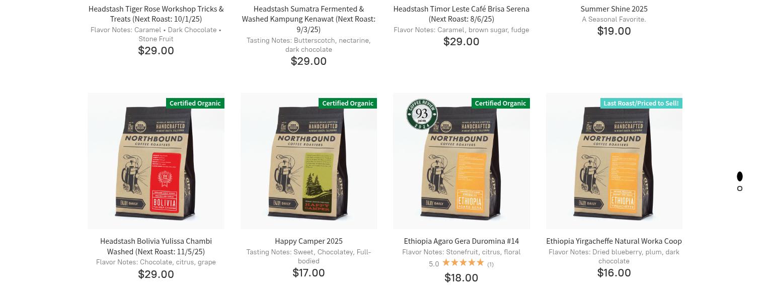 Northbound Coffee Roasters Menu