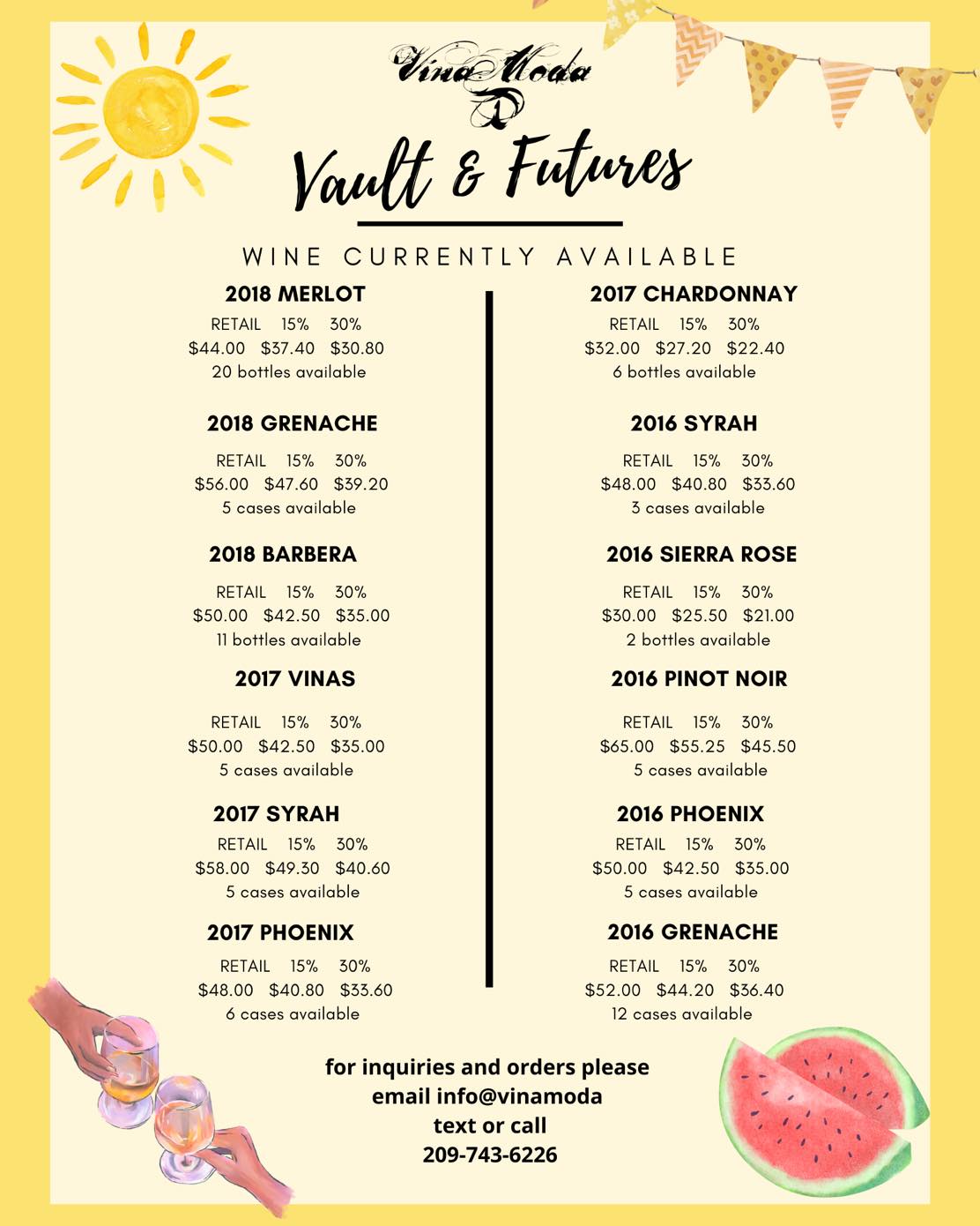 Vina Moda Menu