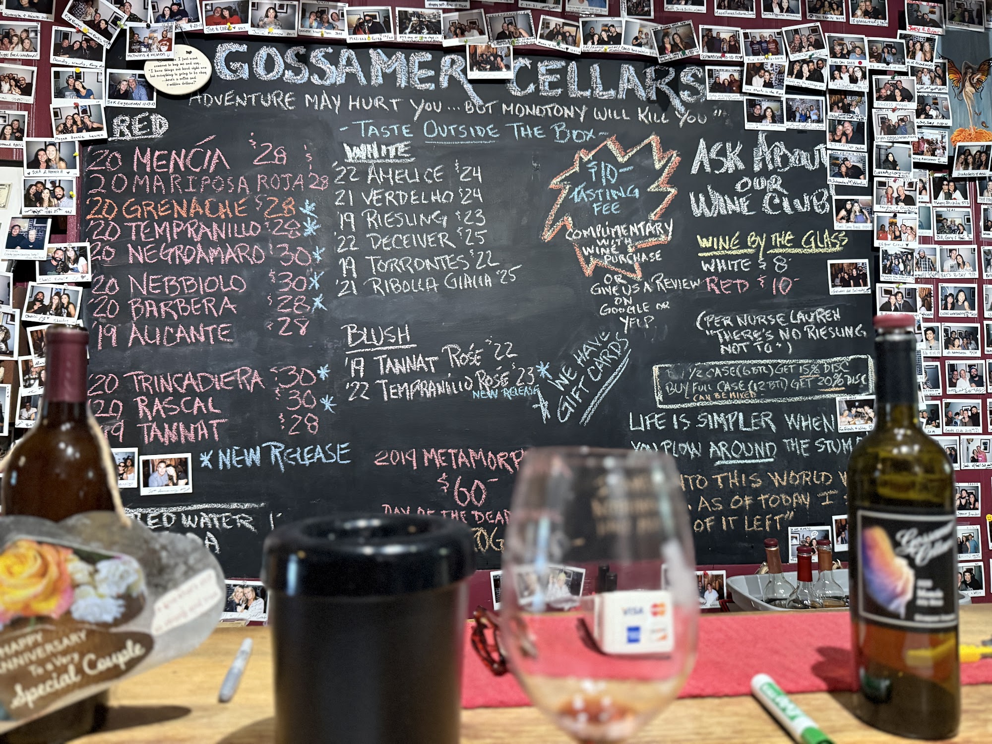 Gossamer Cellars Menu