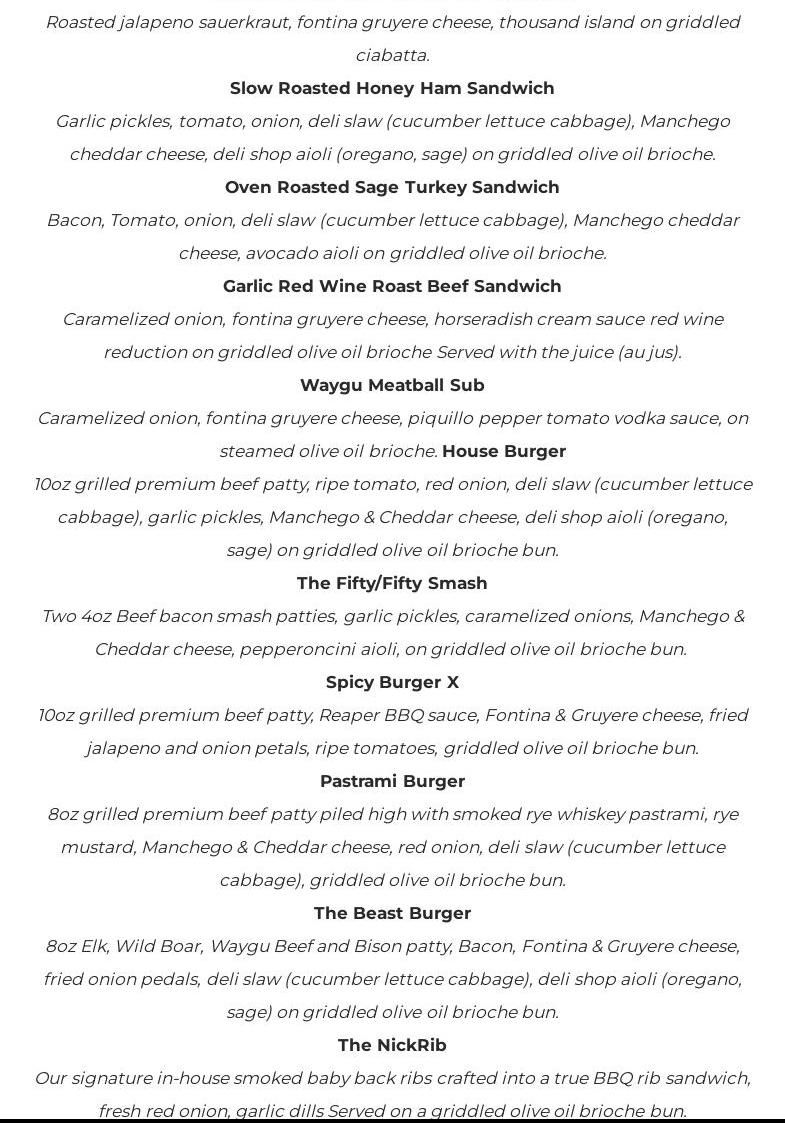 Full Circle Protein Butchery Menu