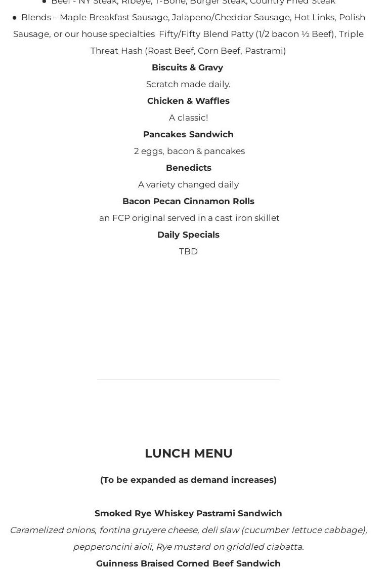 Full Circle Protein Butchery Menu