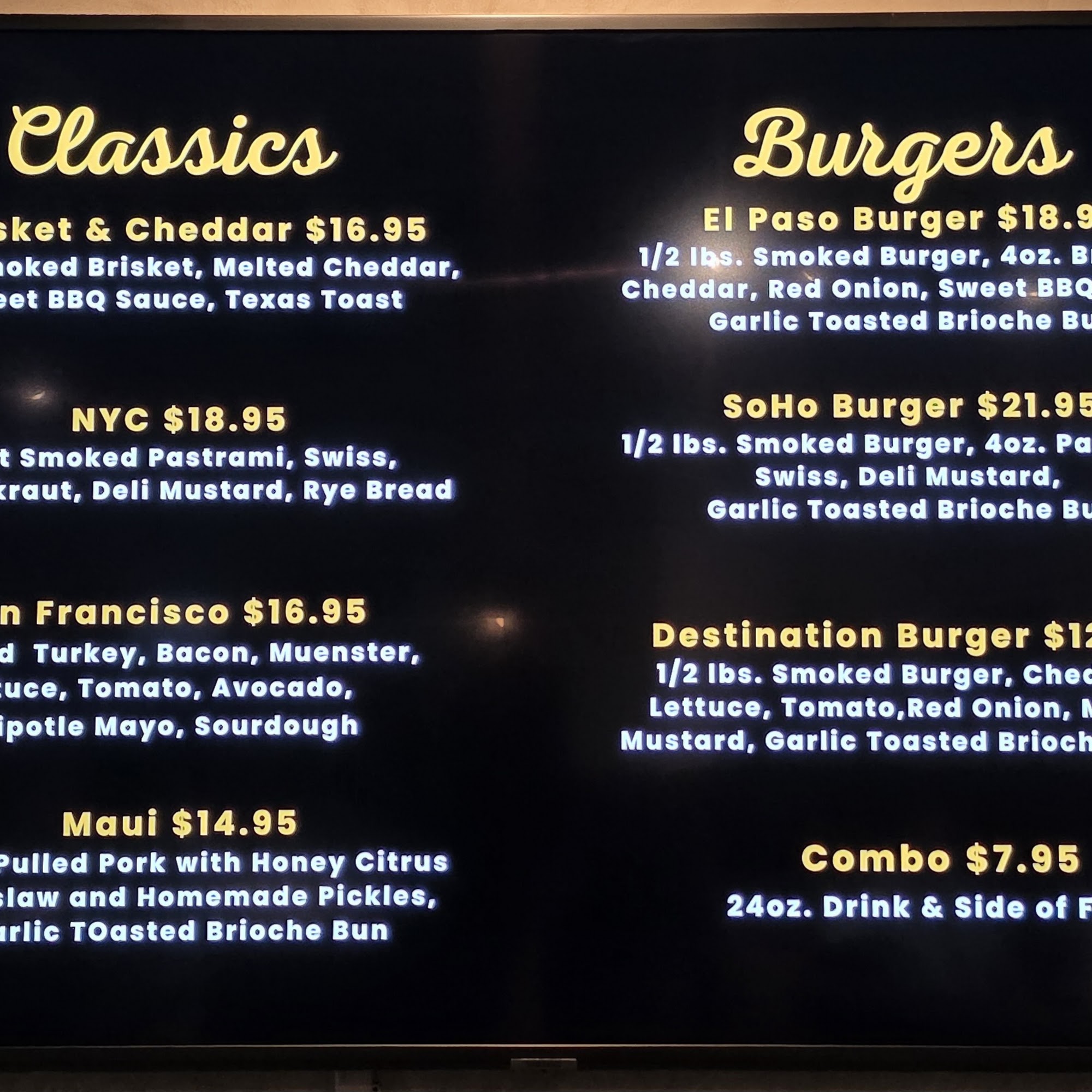 Destination Smokehouse Menu