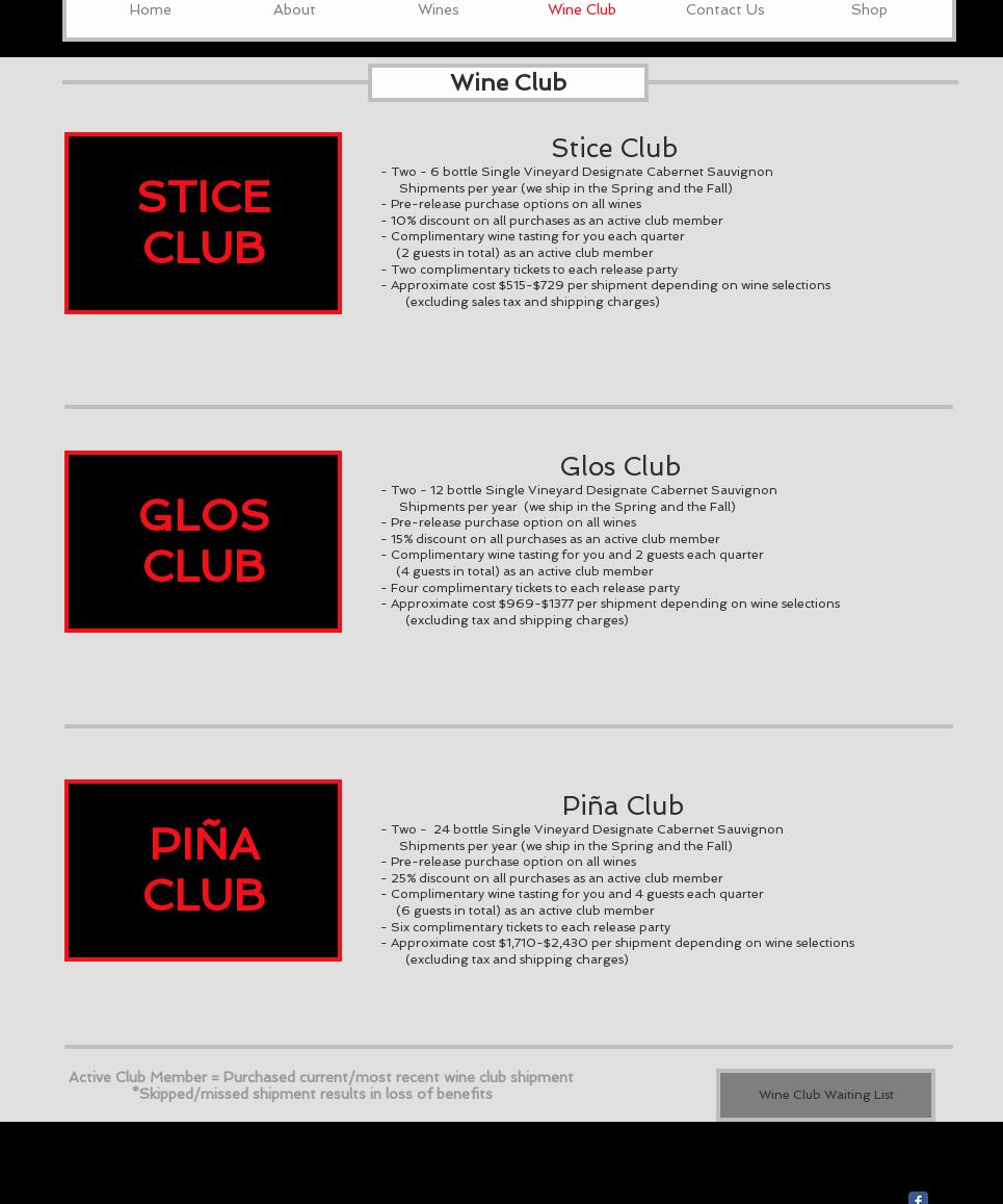 Pina Napa Valley Menu