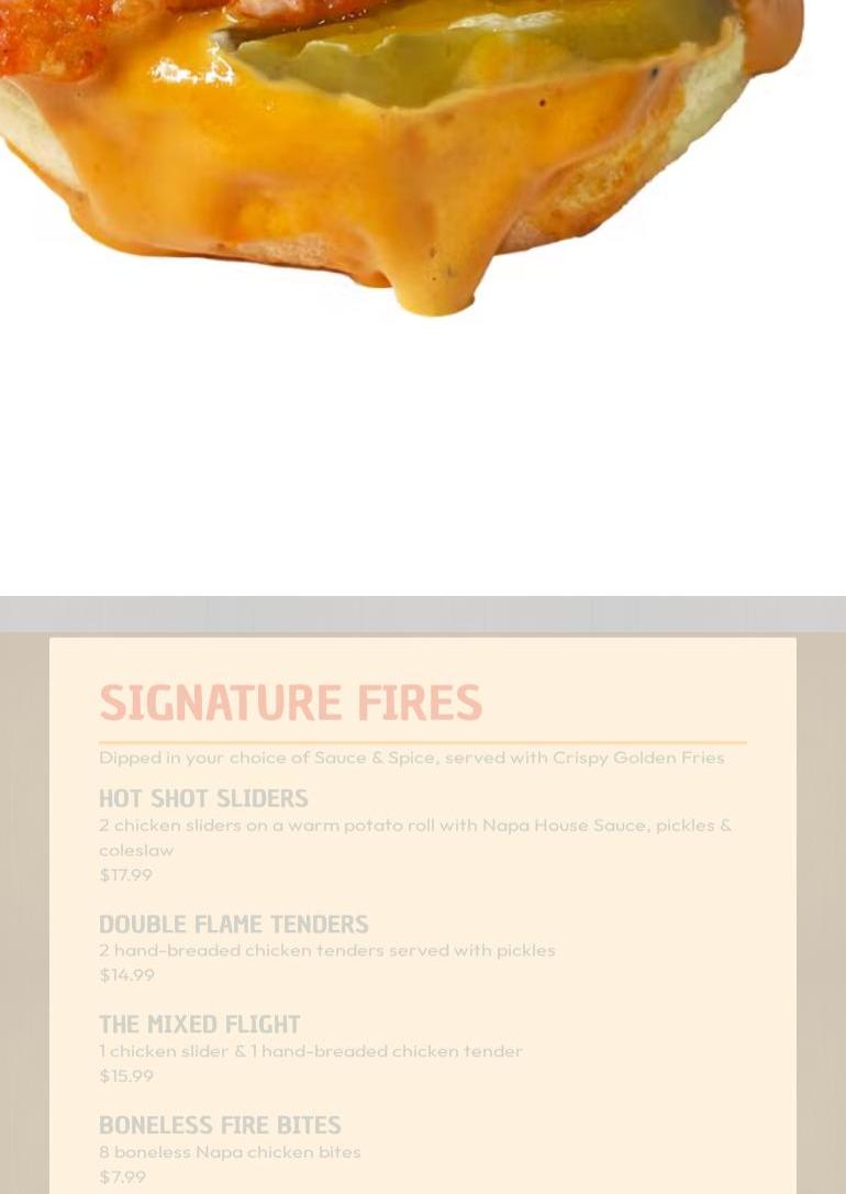 Napa Hot Chicken Menu