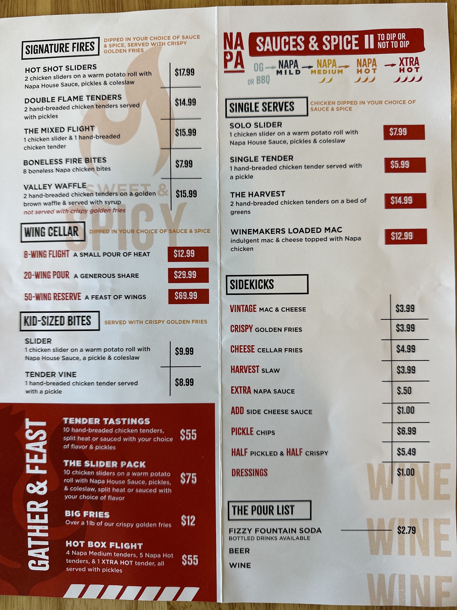 Napa Hot Chicken Menu