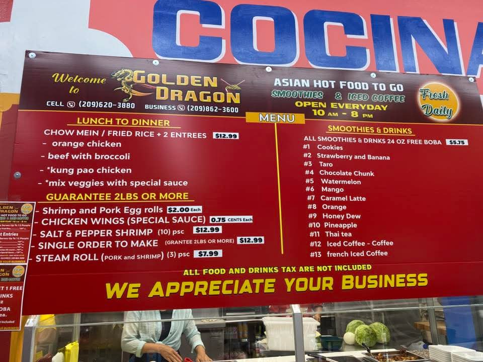 Golden Dragon Menu
