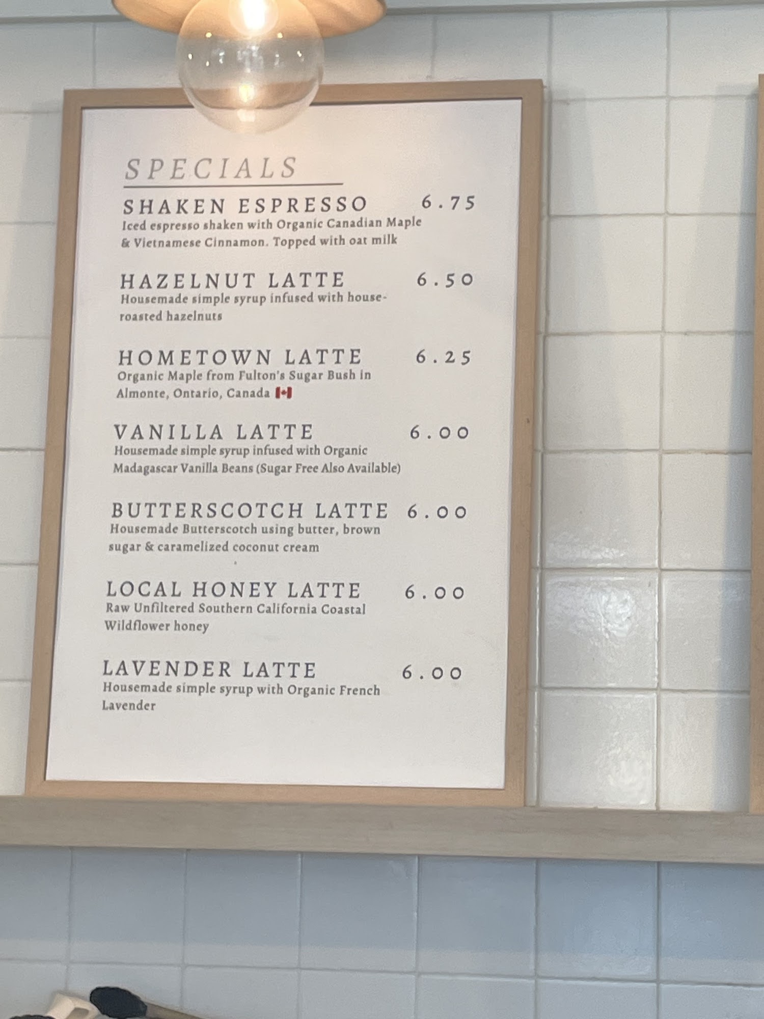 Huskins Coffee Menu