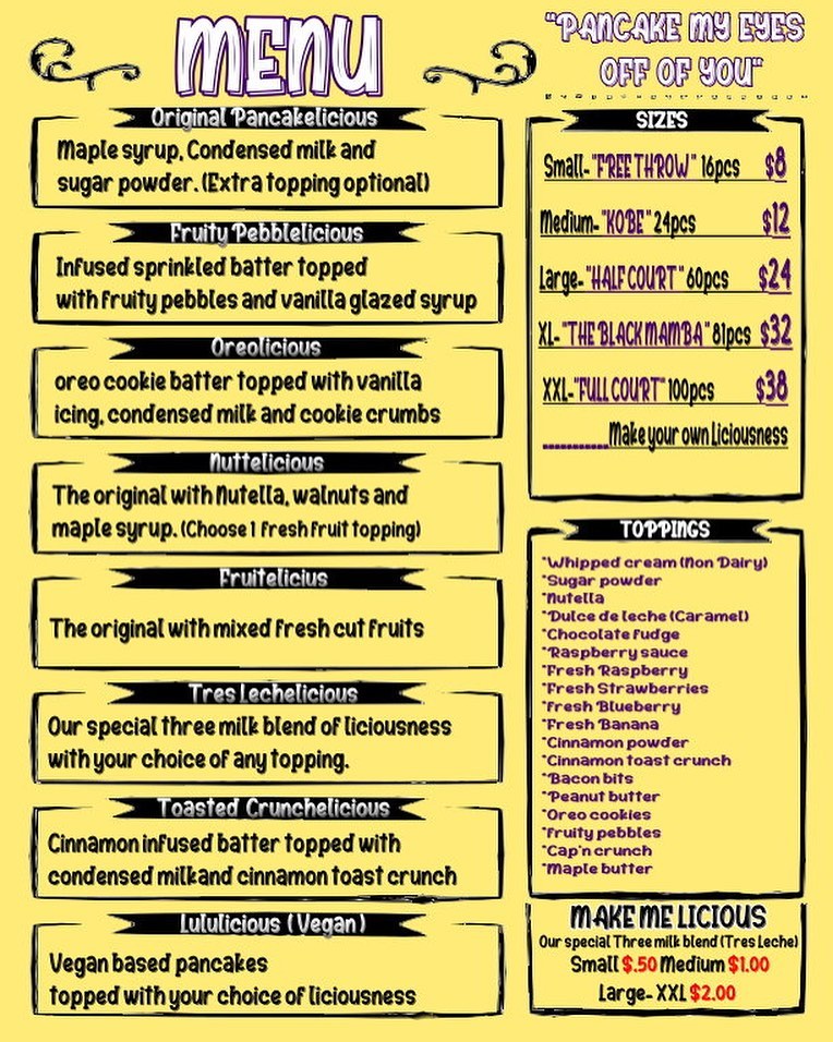 Pancakelicious LA Menu