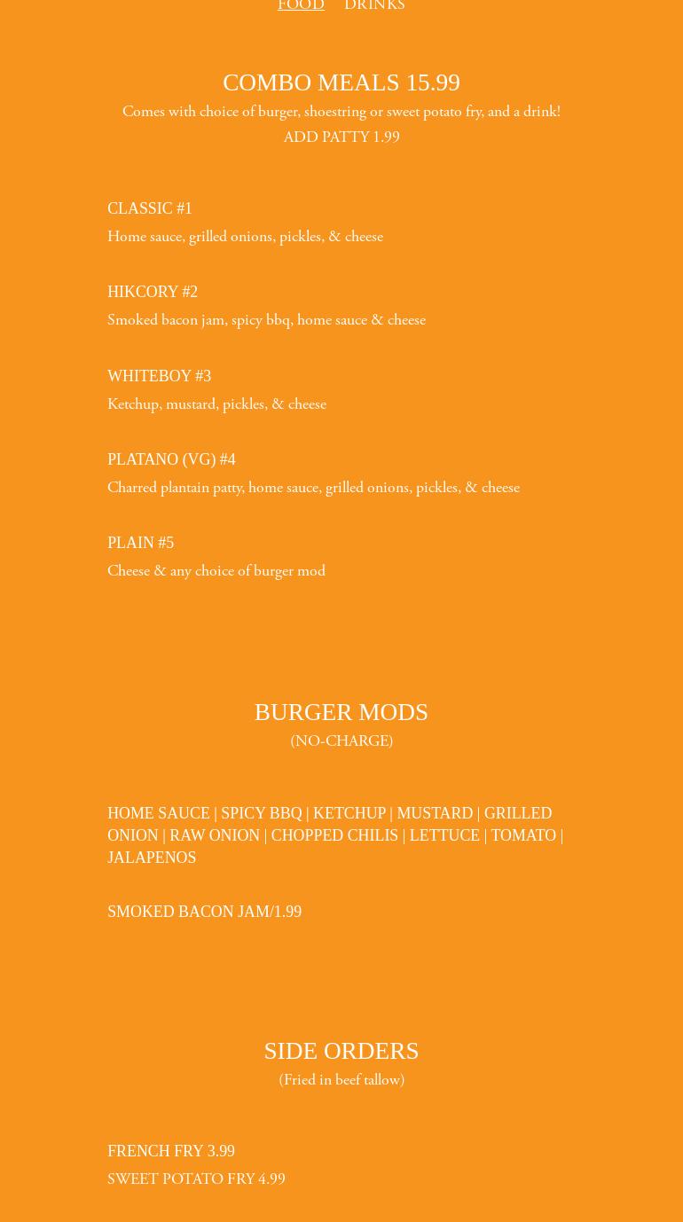Spread, Please! Menu
