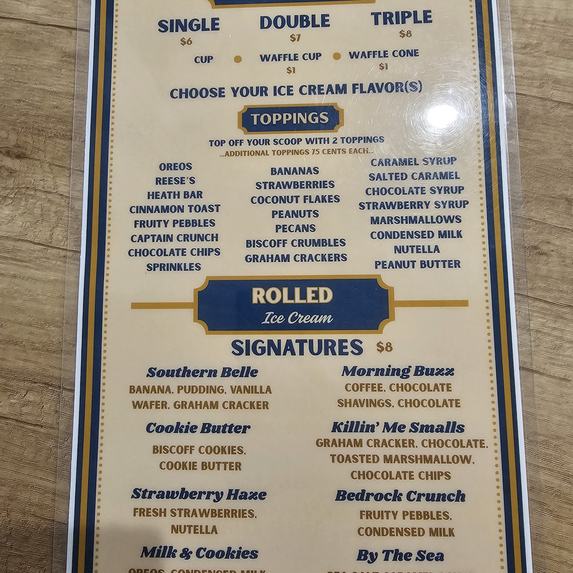 The Inside Scoop Menu