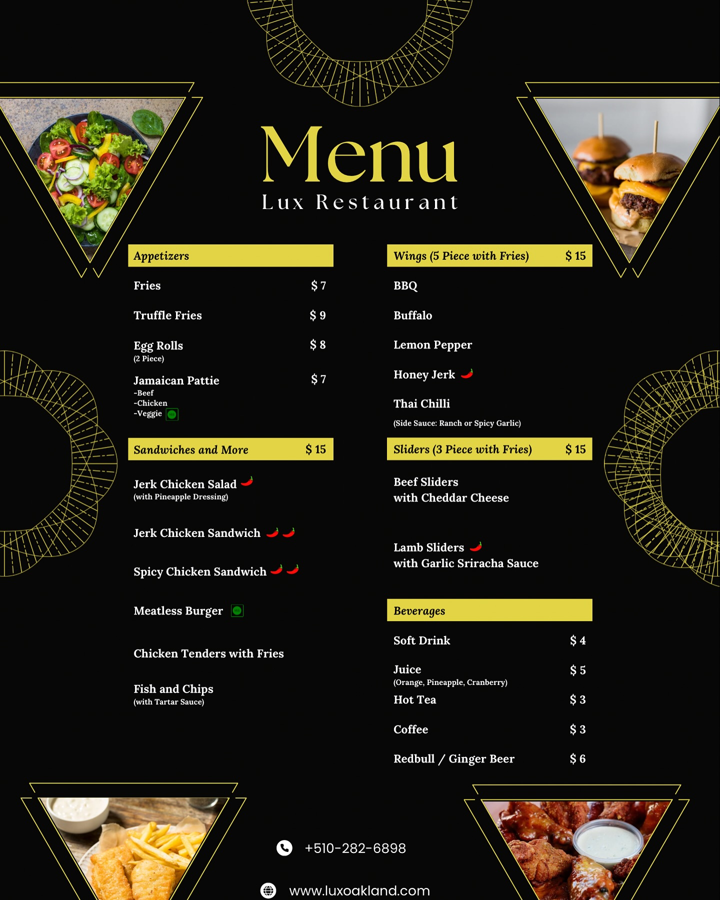 Lux Oakland Menu