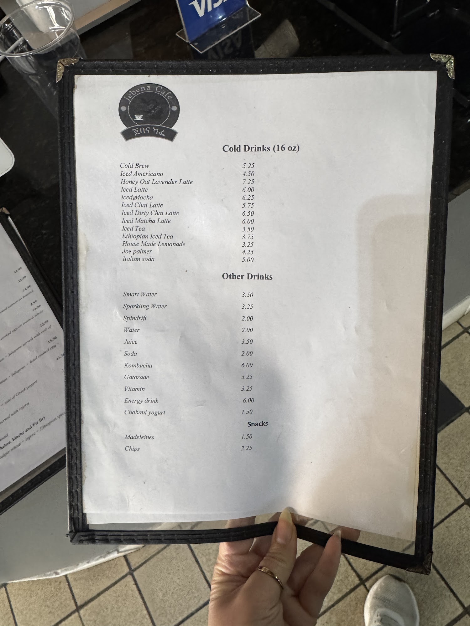 Jebena Cafe Menu