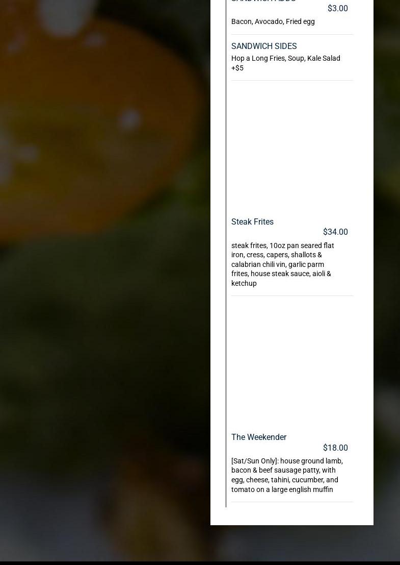 The Monk's Kettle Menu